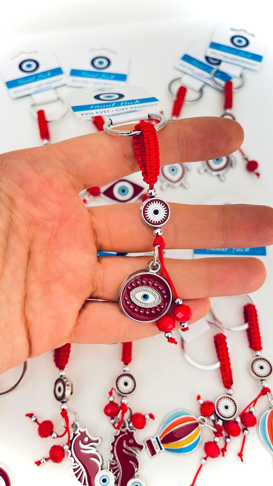 Red Eye Design Silver Evil Eye Keychain