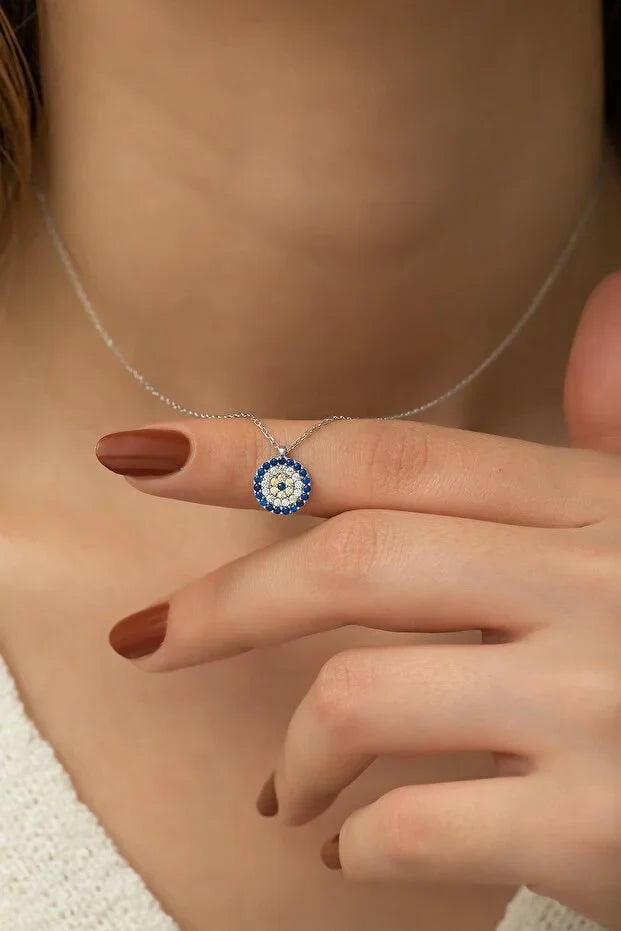 Ασημένιο κολιέ με δάκρυα από μάτι και μάτι