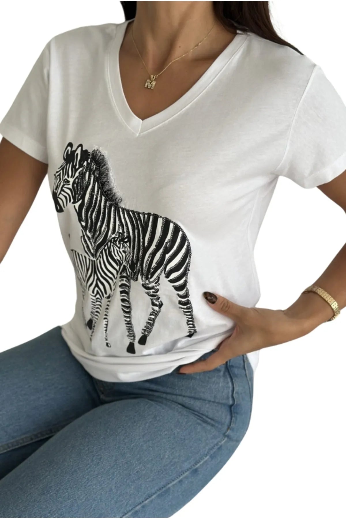 Μπλούζα Tilda Zebra με πούλιες - Λευκό