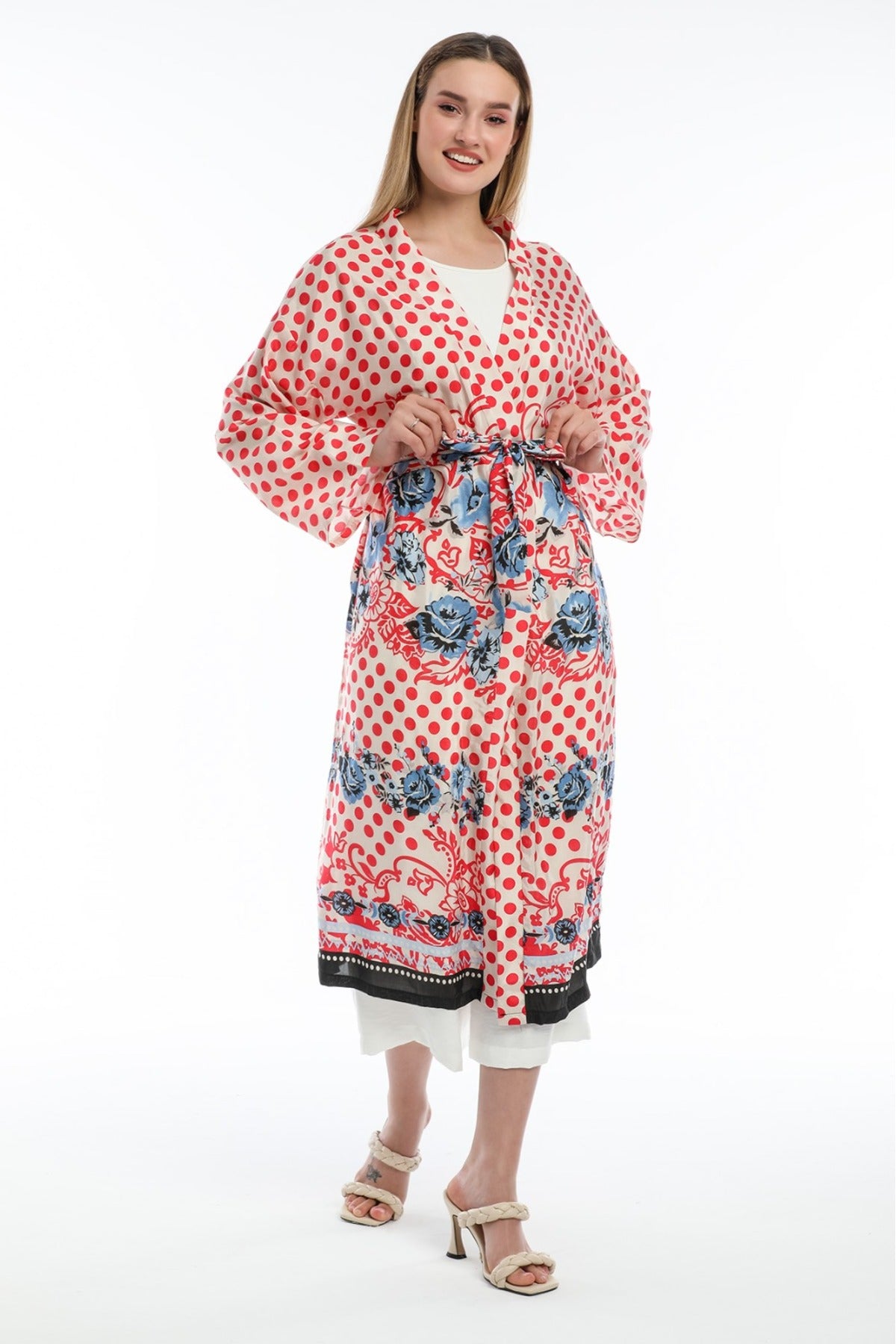 Adele Women's Polka Dot Kimono - Poppy Red Polka Dot - product image 4