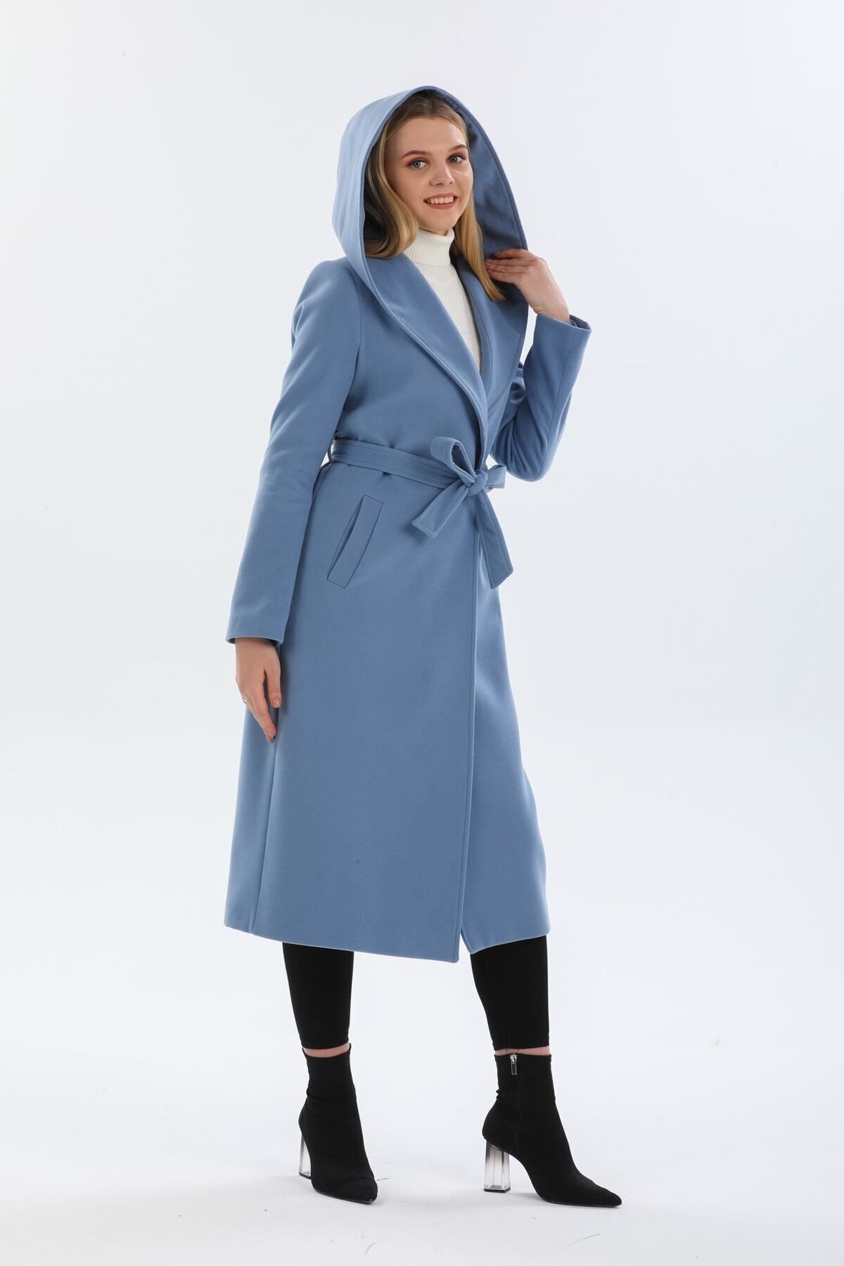 Carissa Women's Hooded Belted Coat - Indigo - product image 3