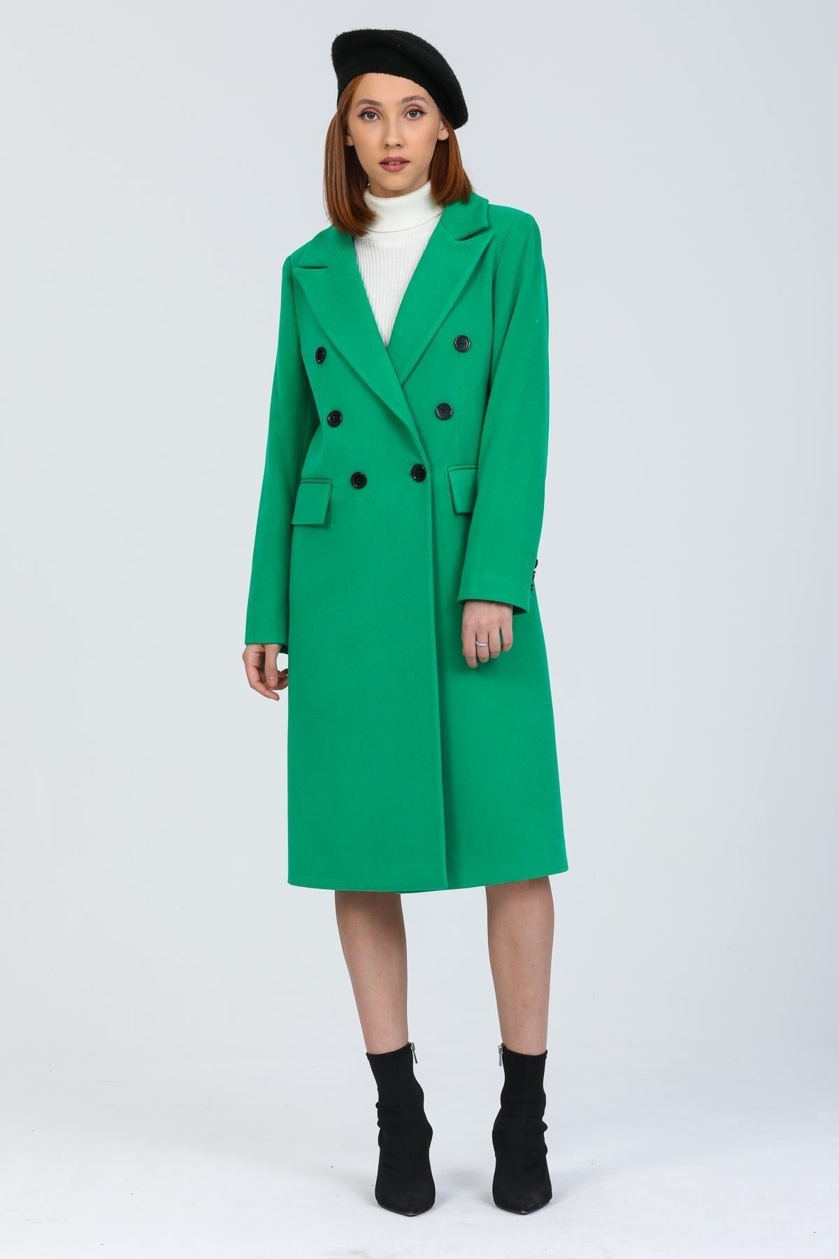 Andie Women's Button Front Lined Coat - Grass Green - product image 2
