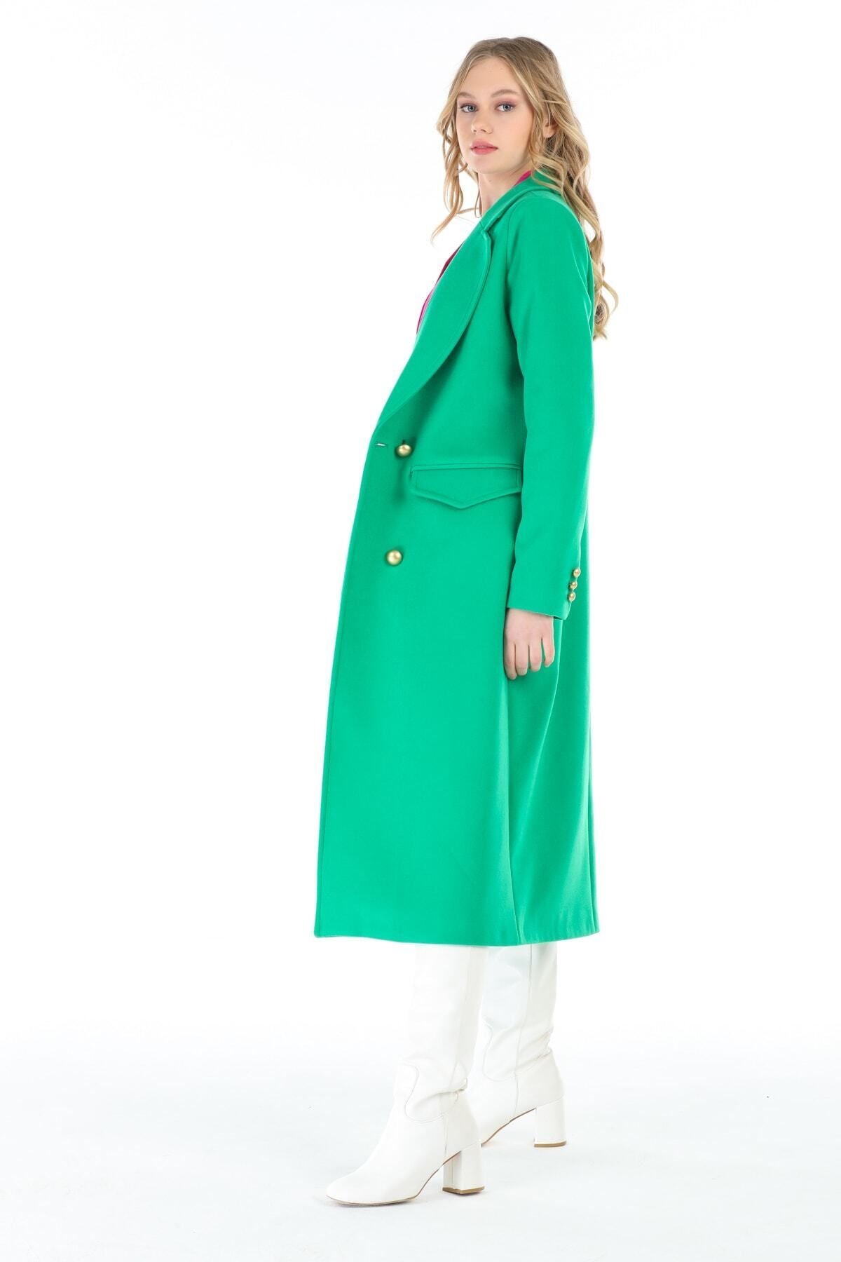 Ariadne Women's Button Front Coat - Grass Green - product image 7