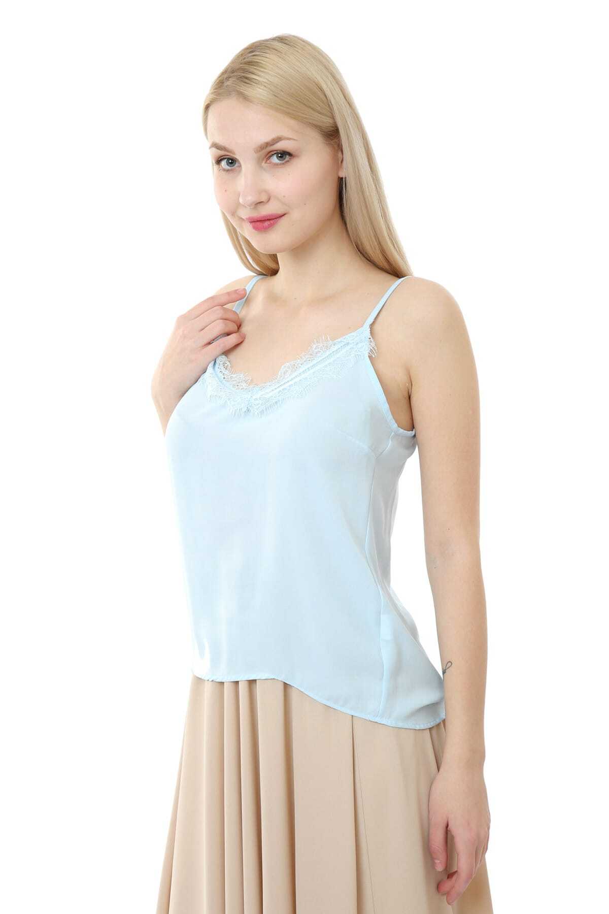 Hadley Women's Lace Spaghetti Strap Strappy Camisole - Baby Blue - product image 1