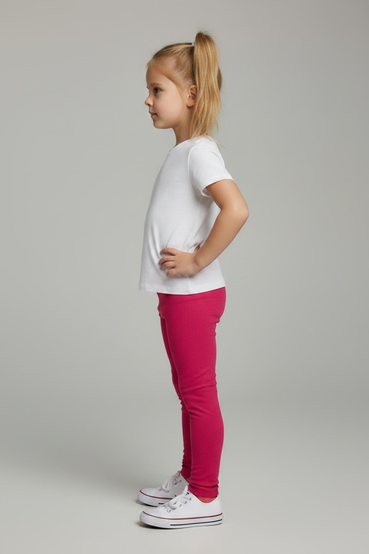 Alecia Girls' Velvet Leggings - Fuchsia Pink - product image 3