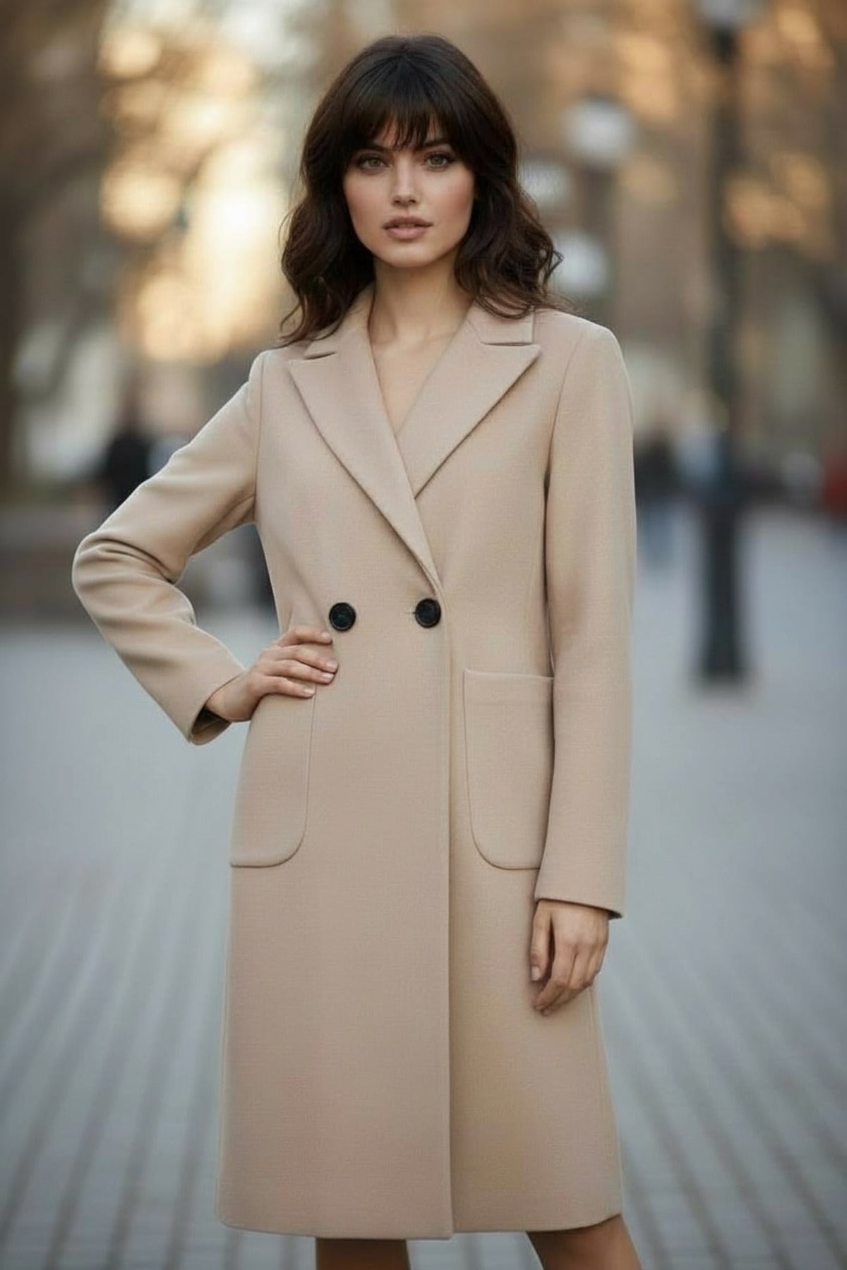 Annalise Women's Lined Button Front Coat - Stone - product image 3