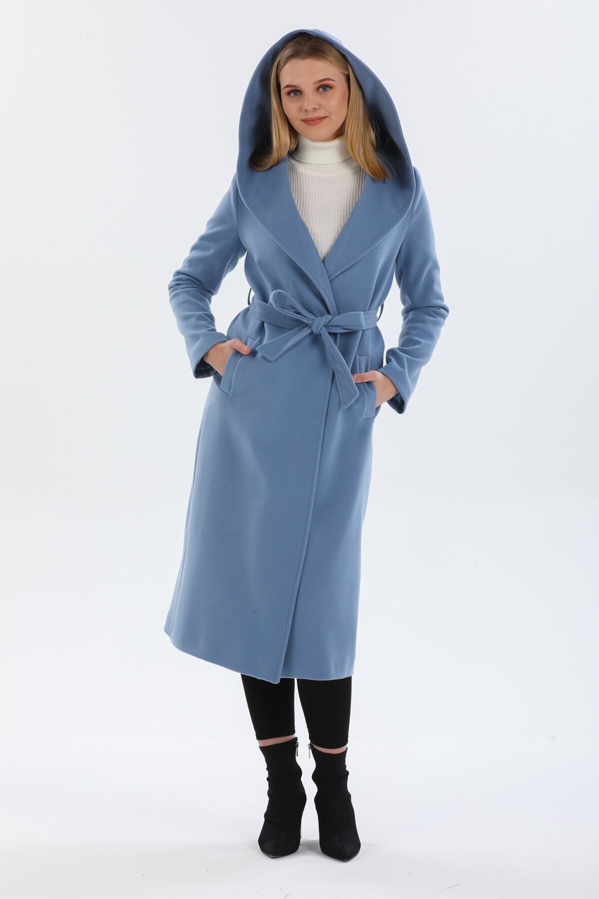 Carissa Women's Hooded Belted Coat - Indigo - product image 4