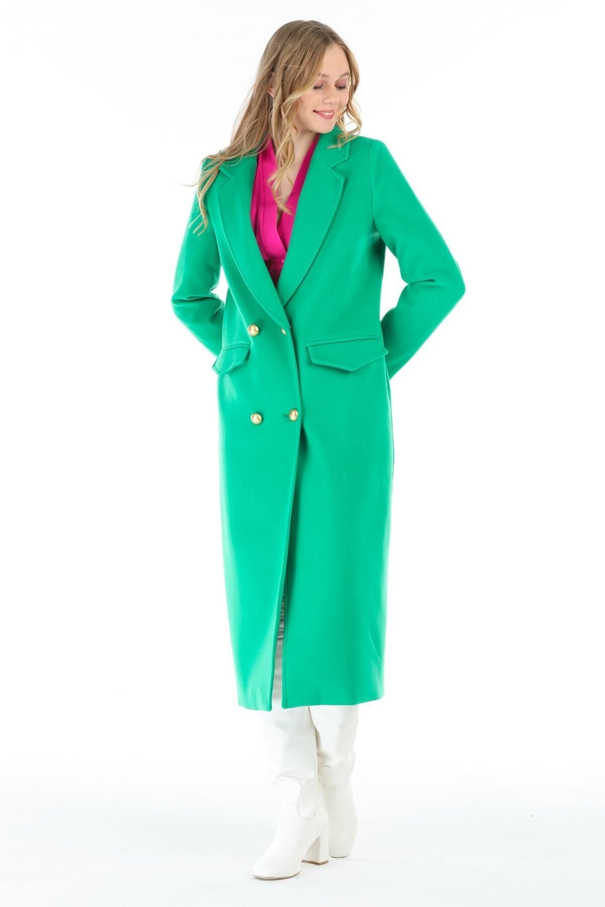 Ariadne Women's Button Front Coat - Grass Green - product image 6
