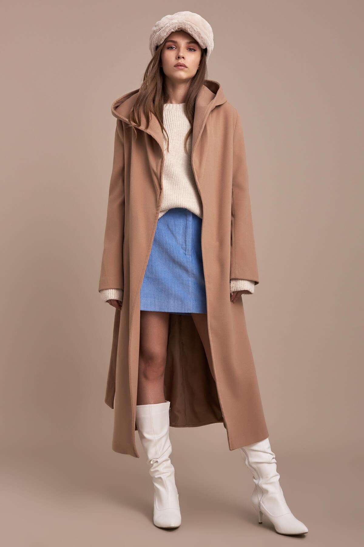 India Women's Hooded Coat - Camel - product image 2