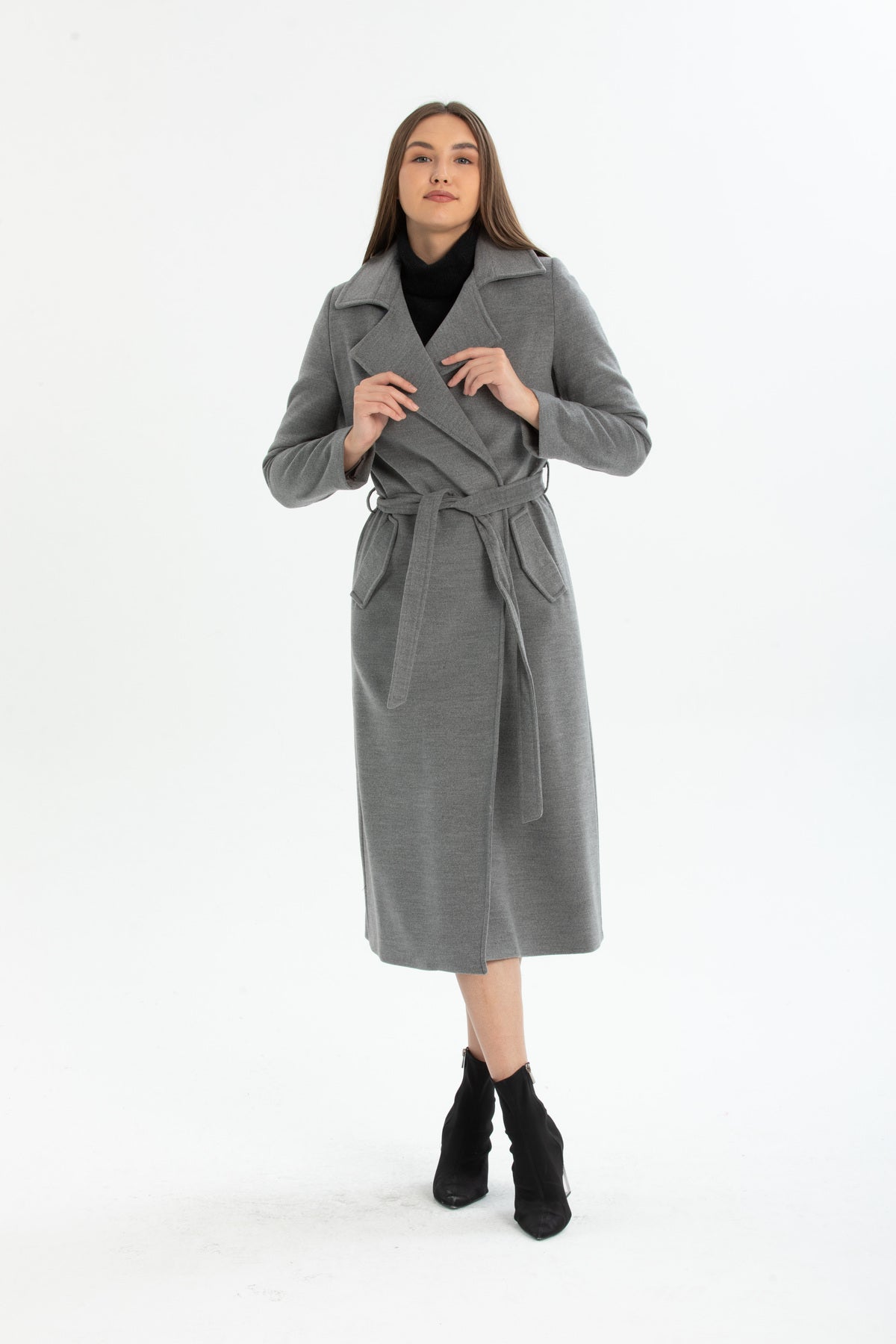 Andrea Women's Belted Coat - Gray - product image 7