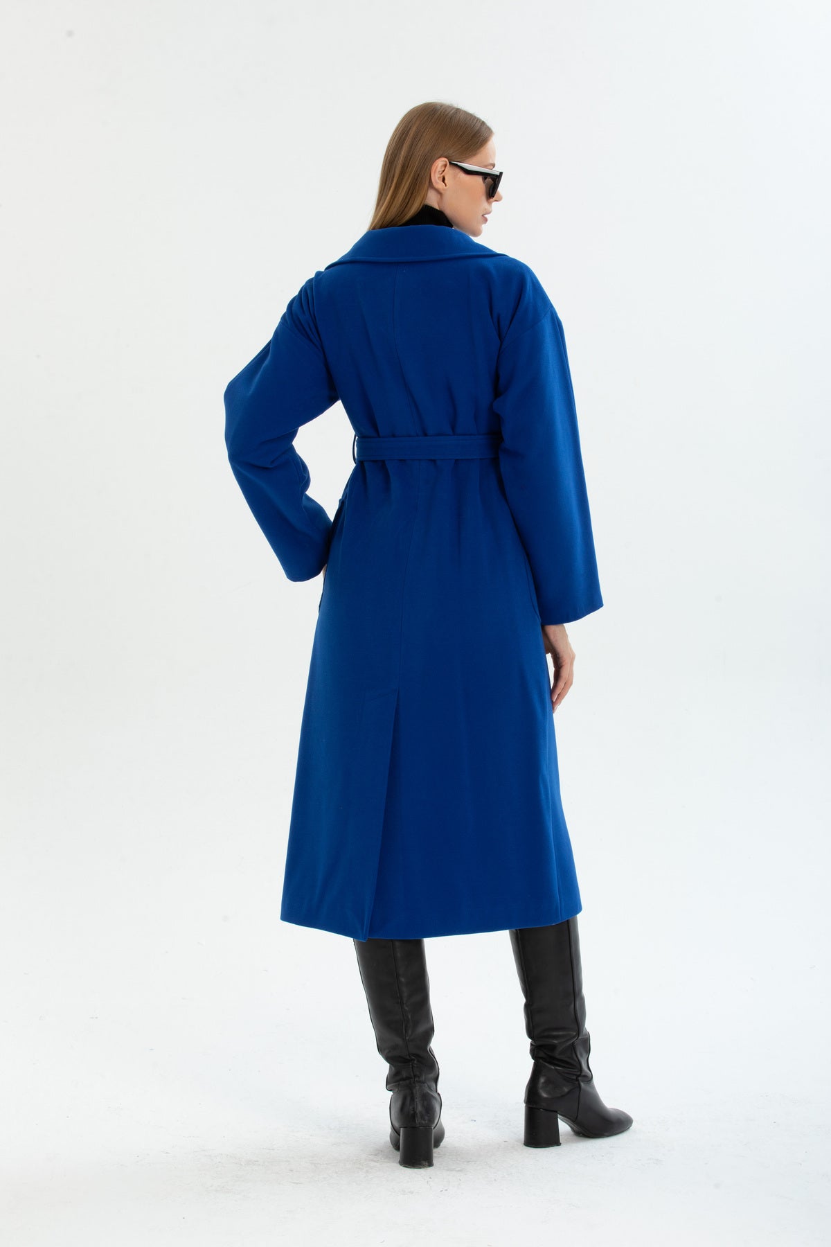 Anabel Women's Belted Notched Collar Coat - Royal Blue - product image 2