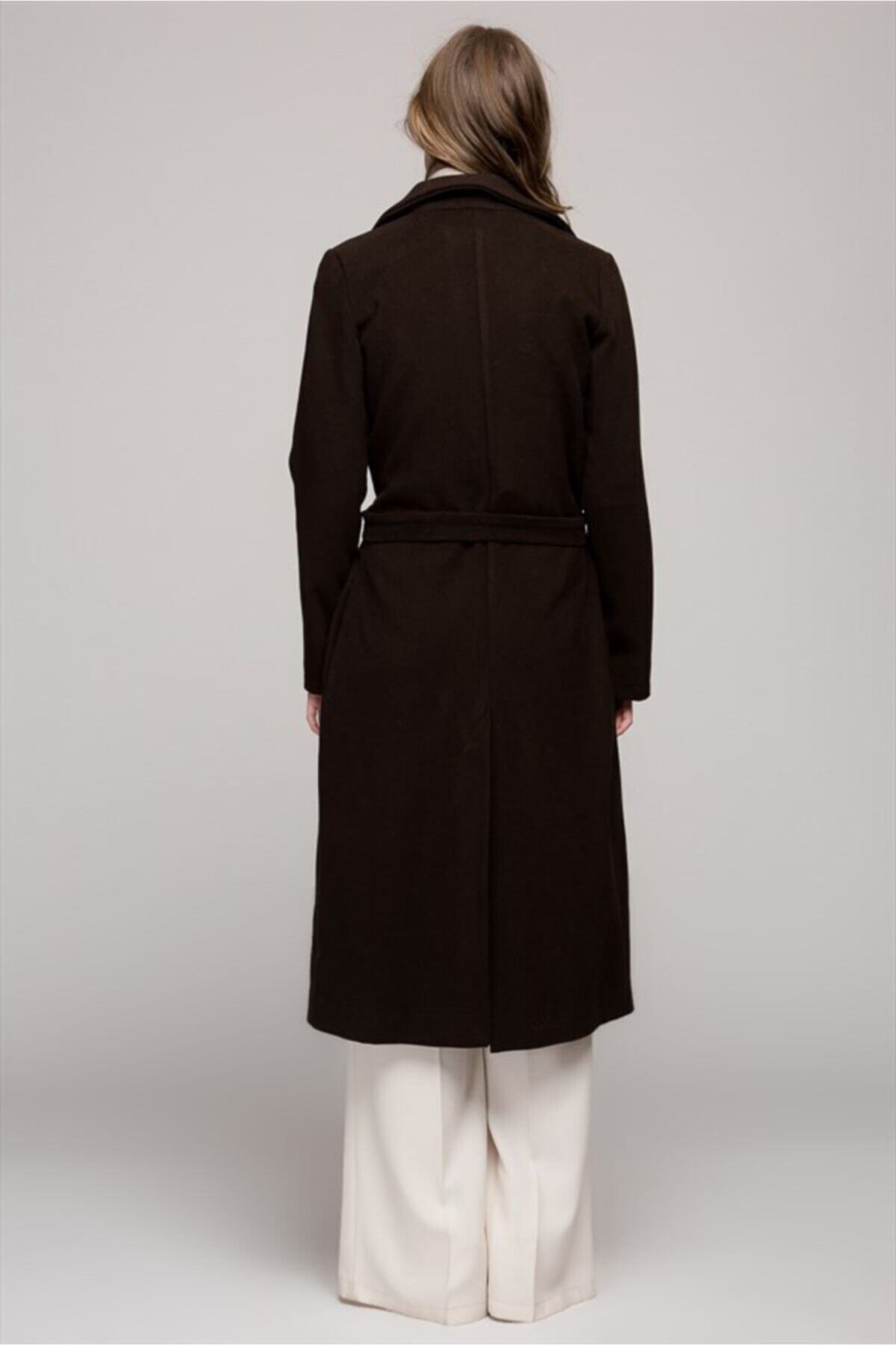 Amara Women's Waterfall Collar Coat - Brown - product image 2