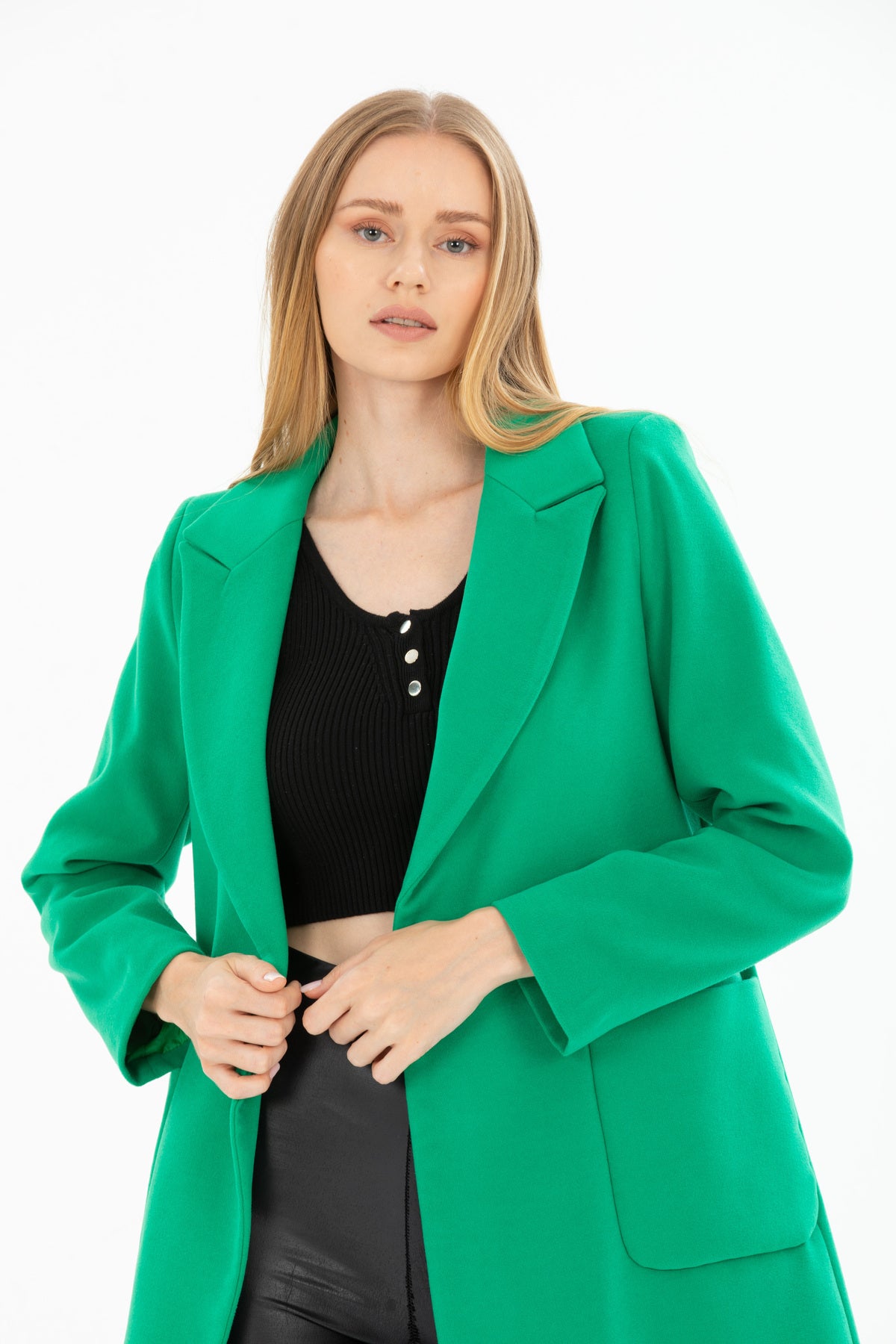 Annalise Women's Button Front Lined Coat - Grass Green - product image 5