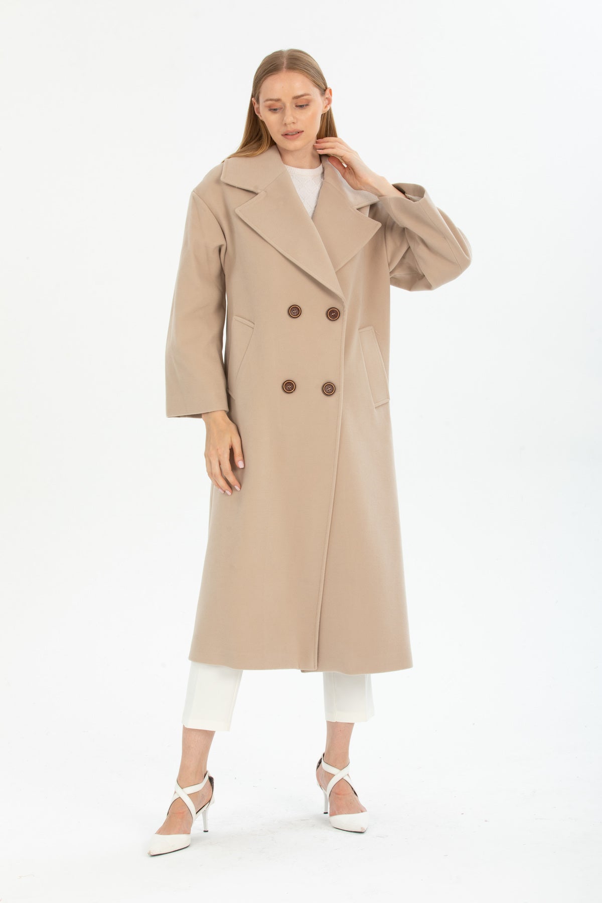 Aurelia Women's Oversized Coat - Beige - product image 3