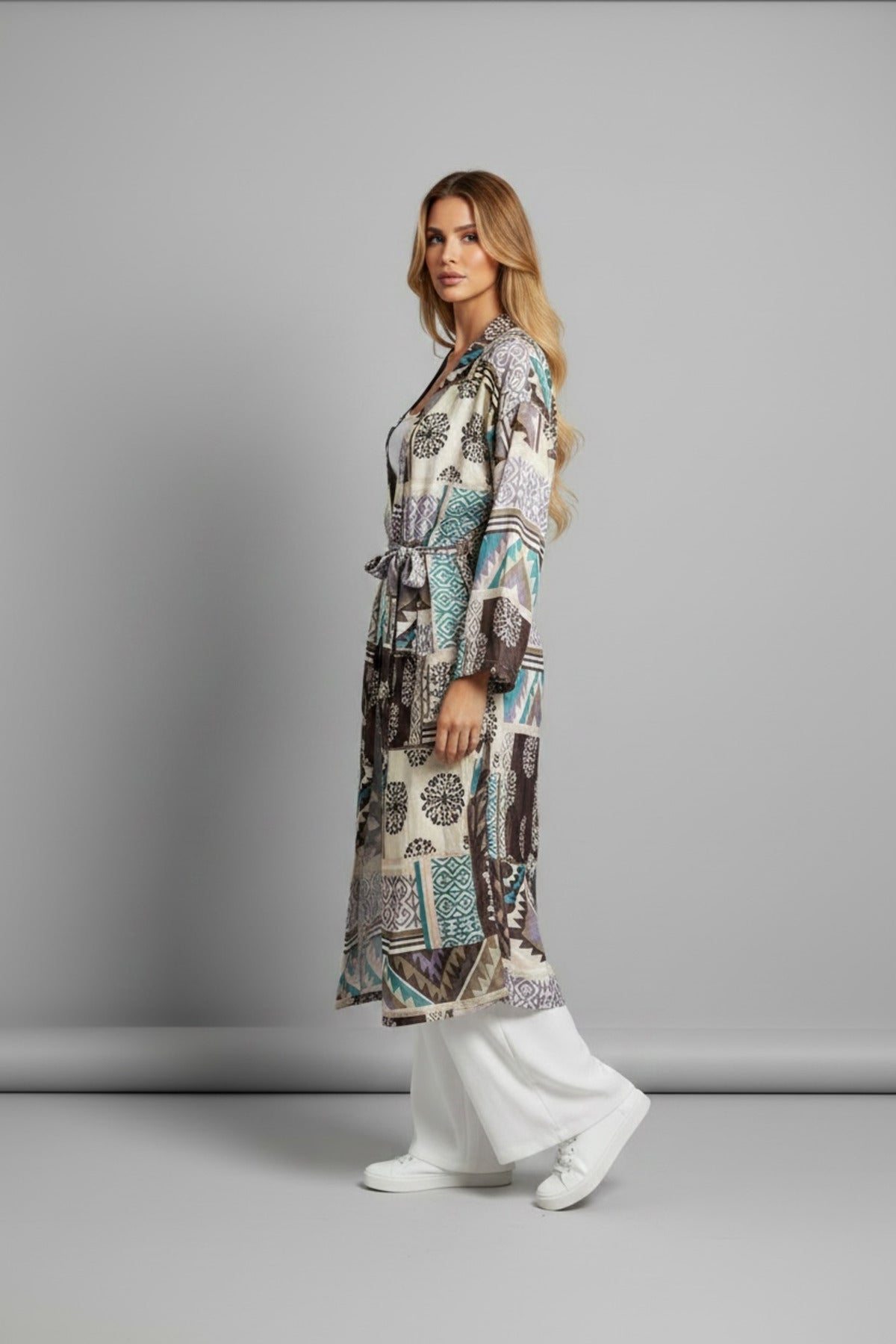 Adele Women's Belted Kimono - Brown Ethnic Print - product image 7
