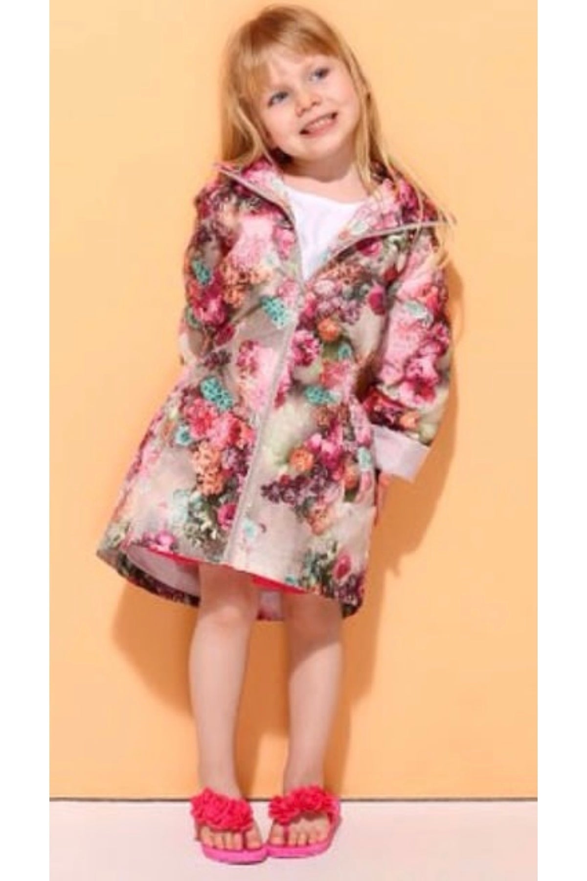 Aria Girls' Floral Rain Jacket - Pink Floral - product image 1