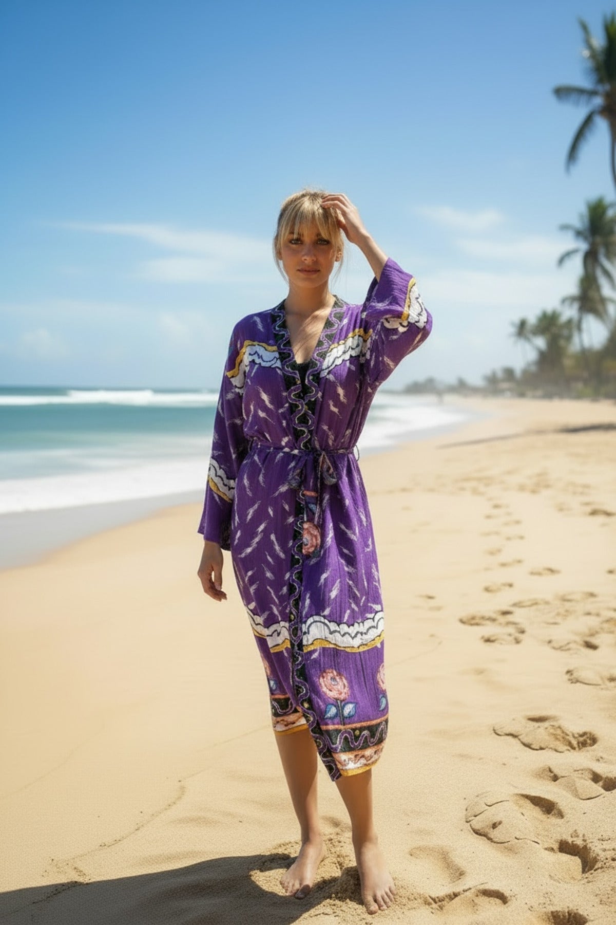 Adele Women's Kimono - Purple - product image 4