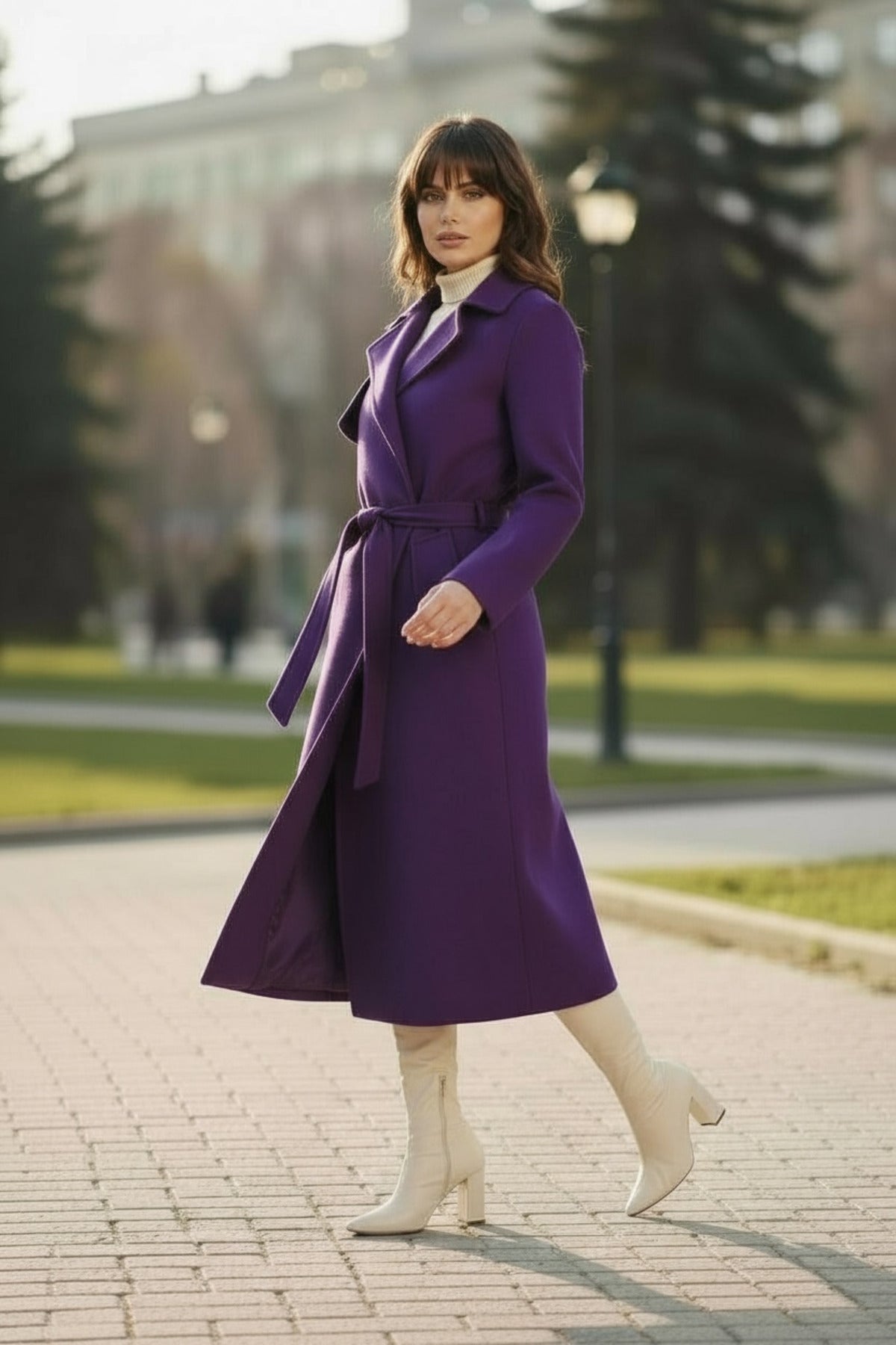 Andrea Women's Belted Coat - Purple - product image 3