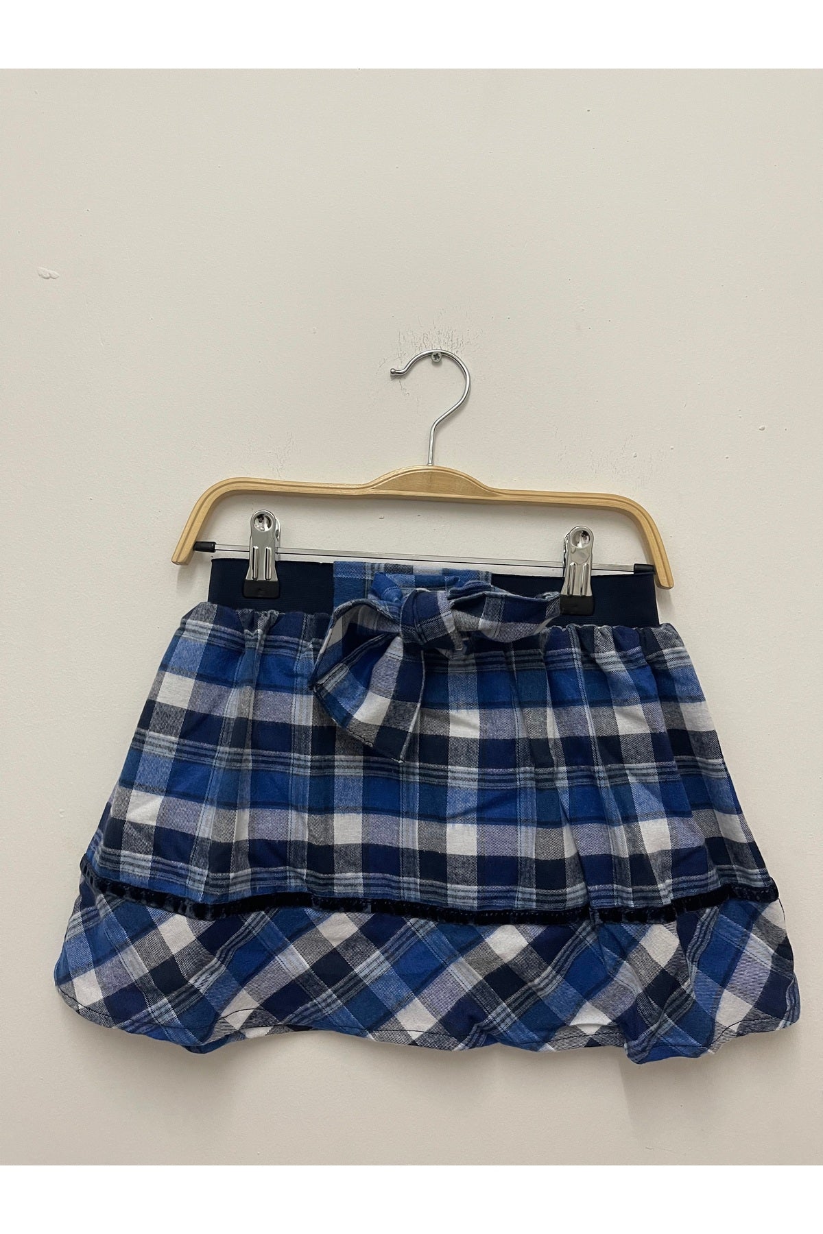 Alida Girls' Plaid Skirt - Navy Royal Blue White Plaid - product image 5