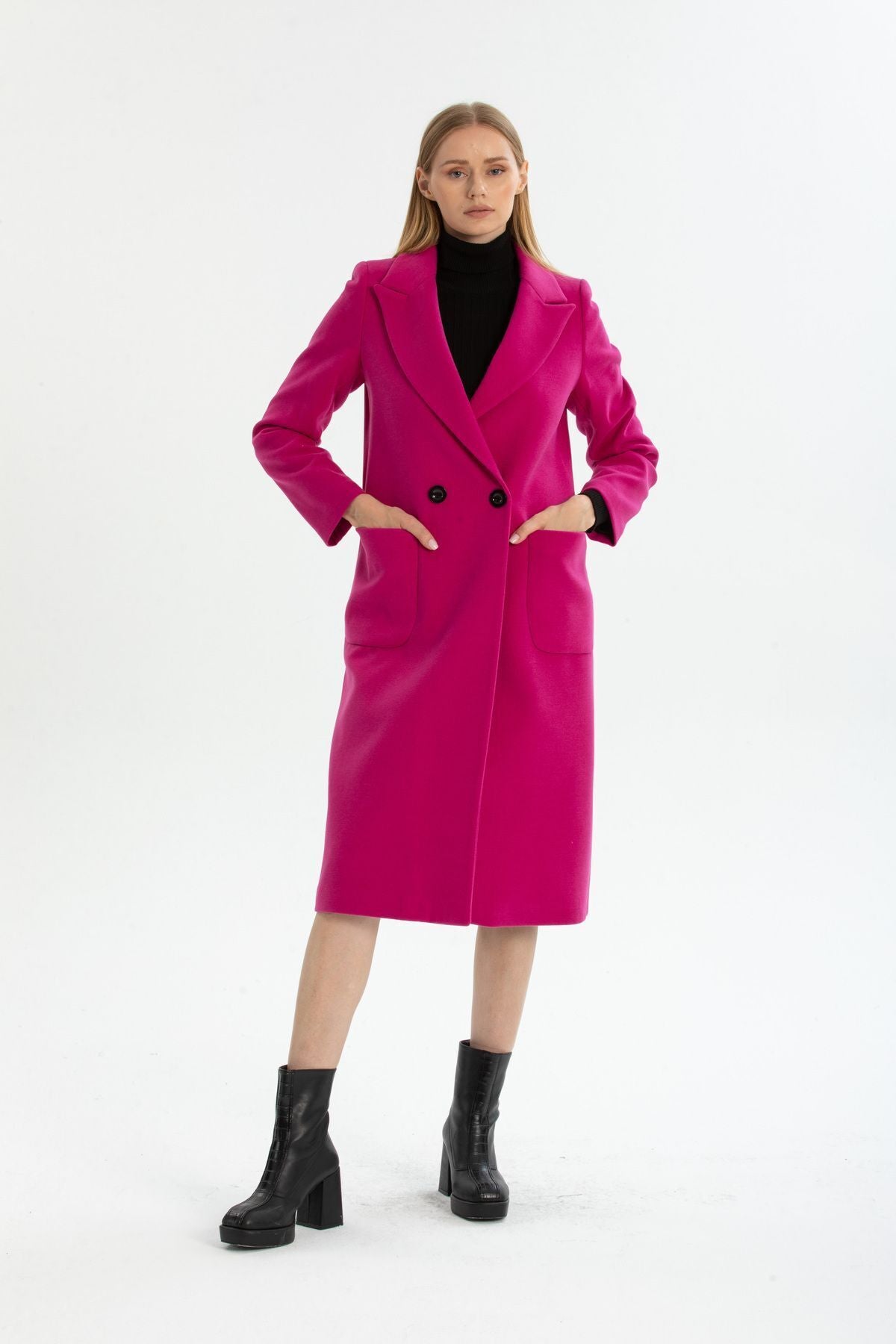 Annalise Women's Button Front Lined Coat - Fuchsia - product image 4