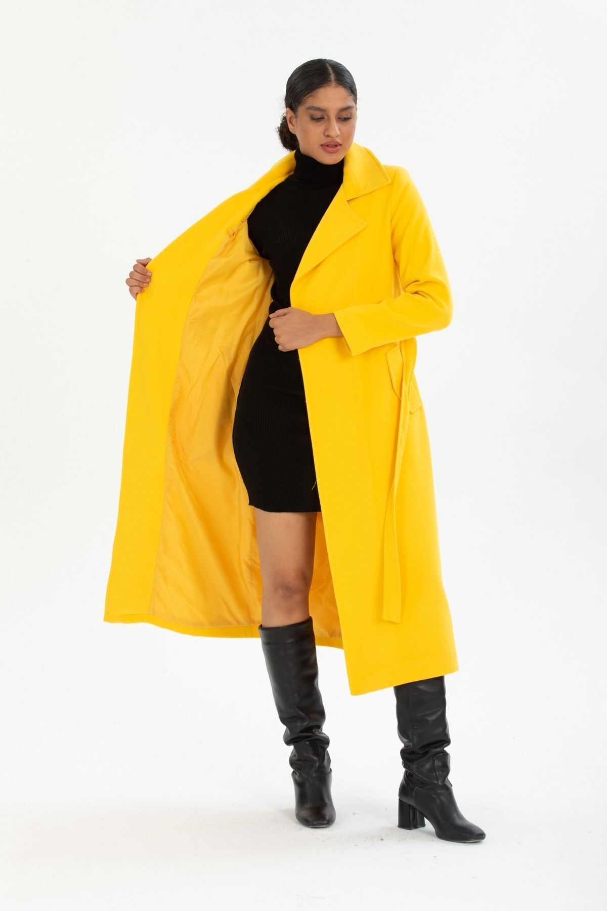 Andrea Women's Long Lined Coat - Yellow - product image 2
