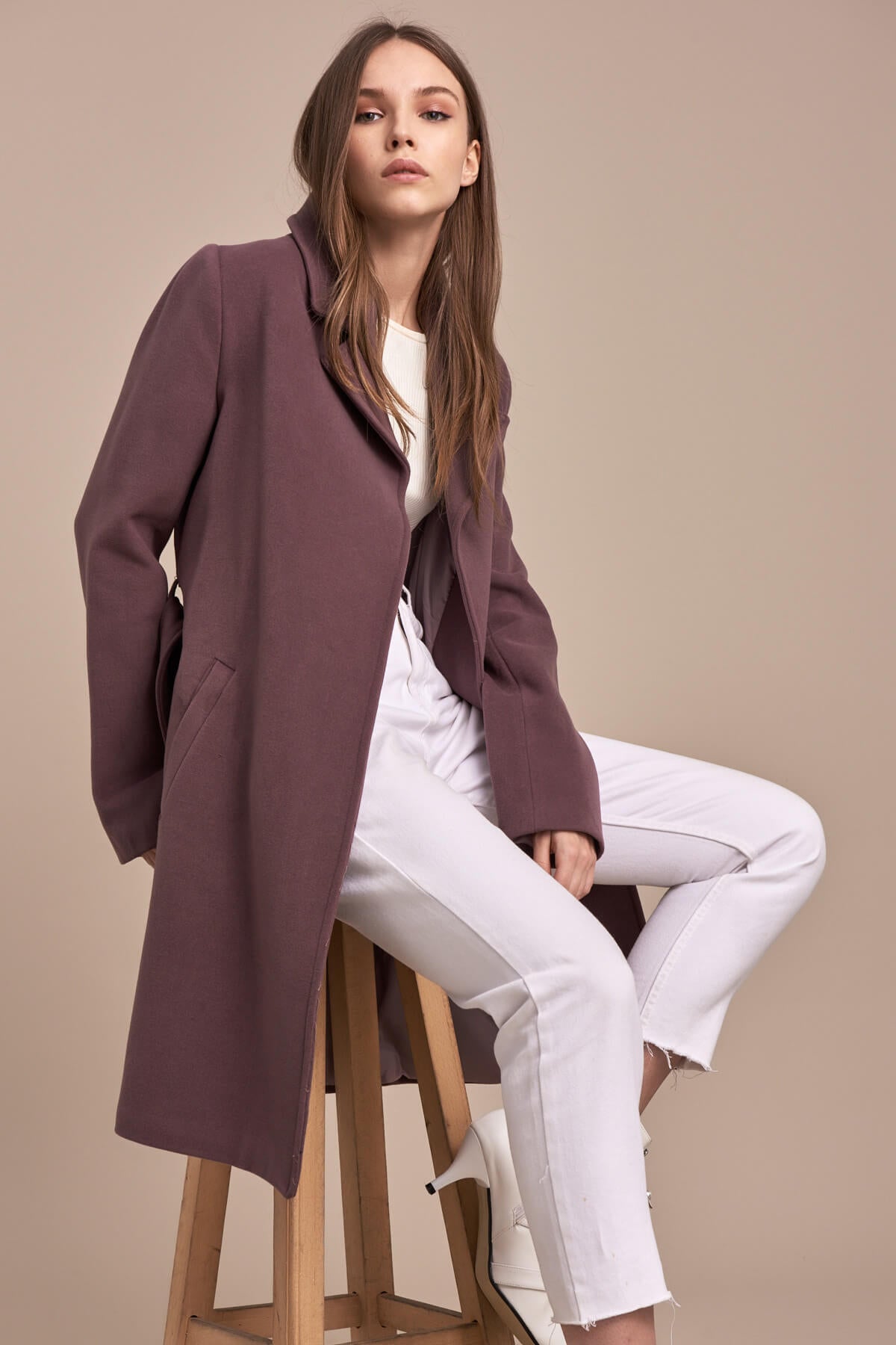 Fern Women's Belted Coat - Light Plum - product image 2