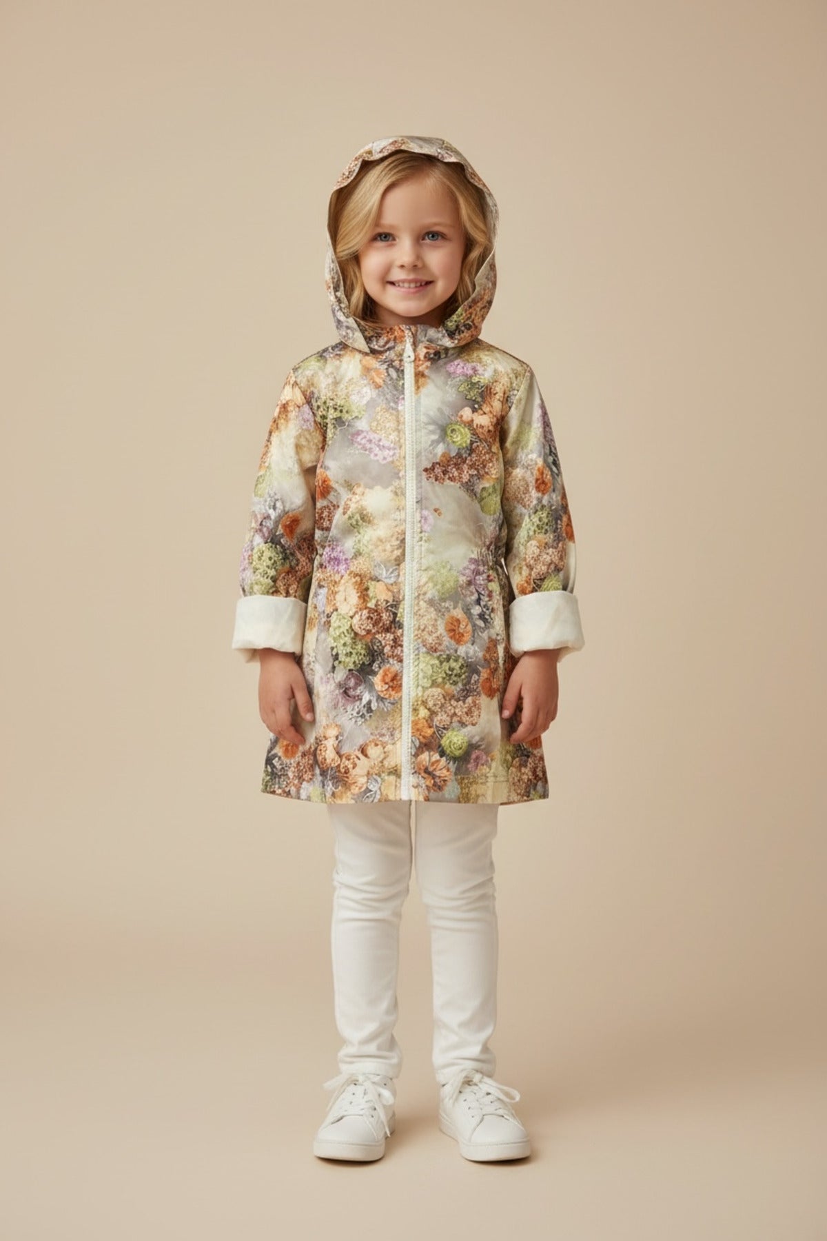 Aria Girls' Floral Rain Jacket - Brown Floral - product image 1