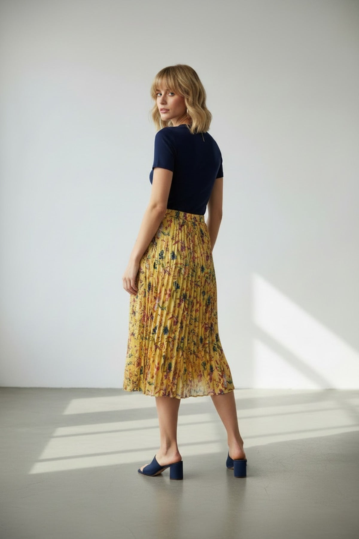 Janette Women's Floral Pleated Skirt - Yellow Floral - product image 2
