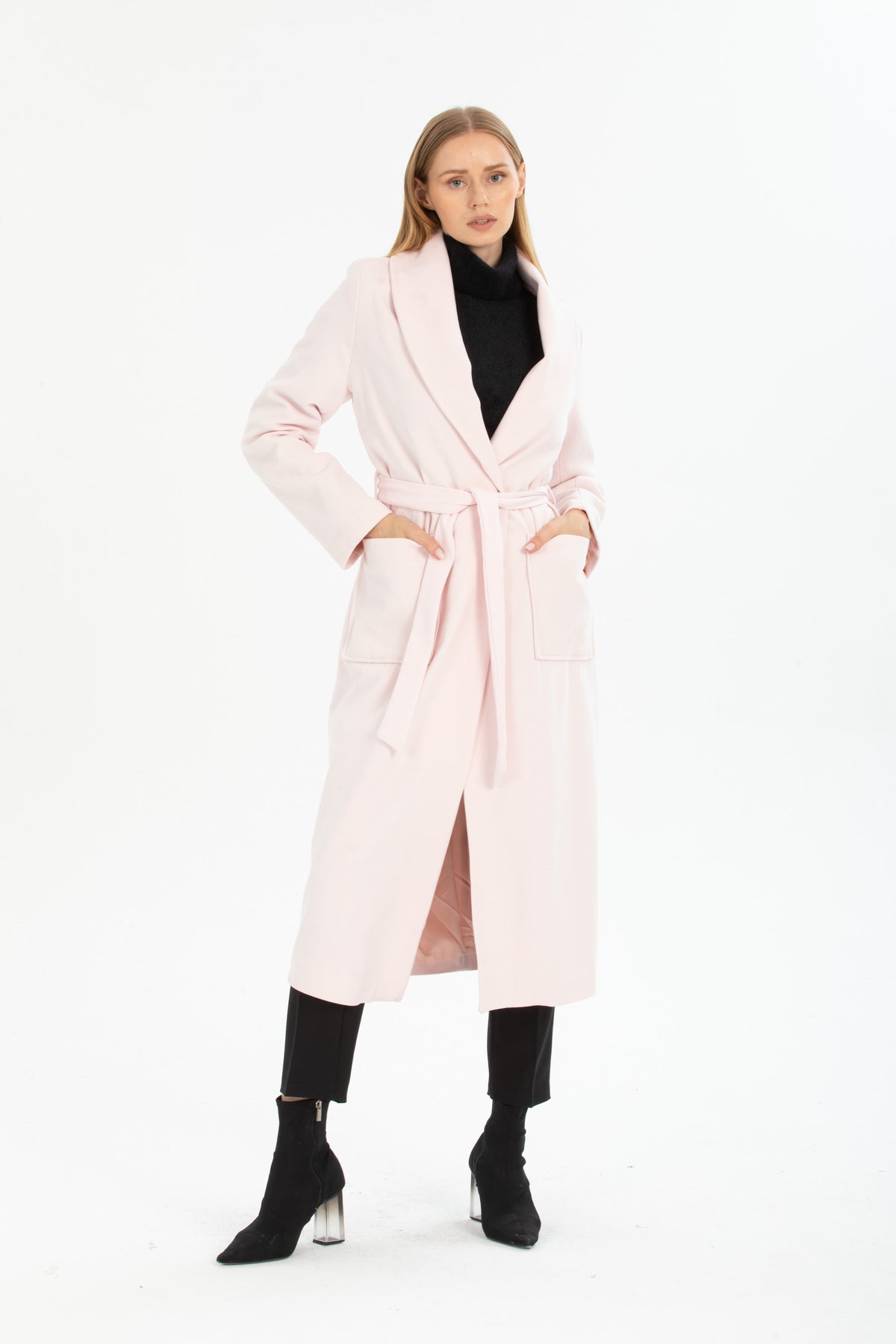 Larissa Women's Belted Shawl Collar Coat - Pink - product image 2