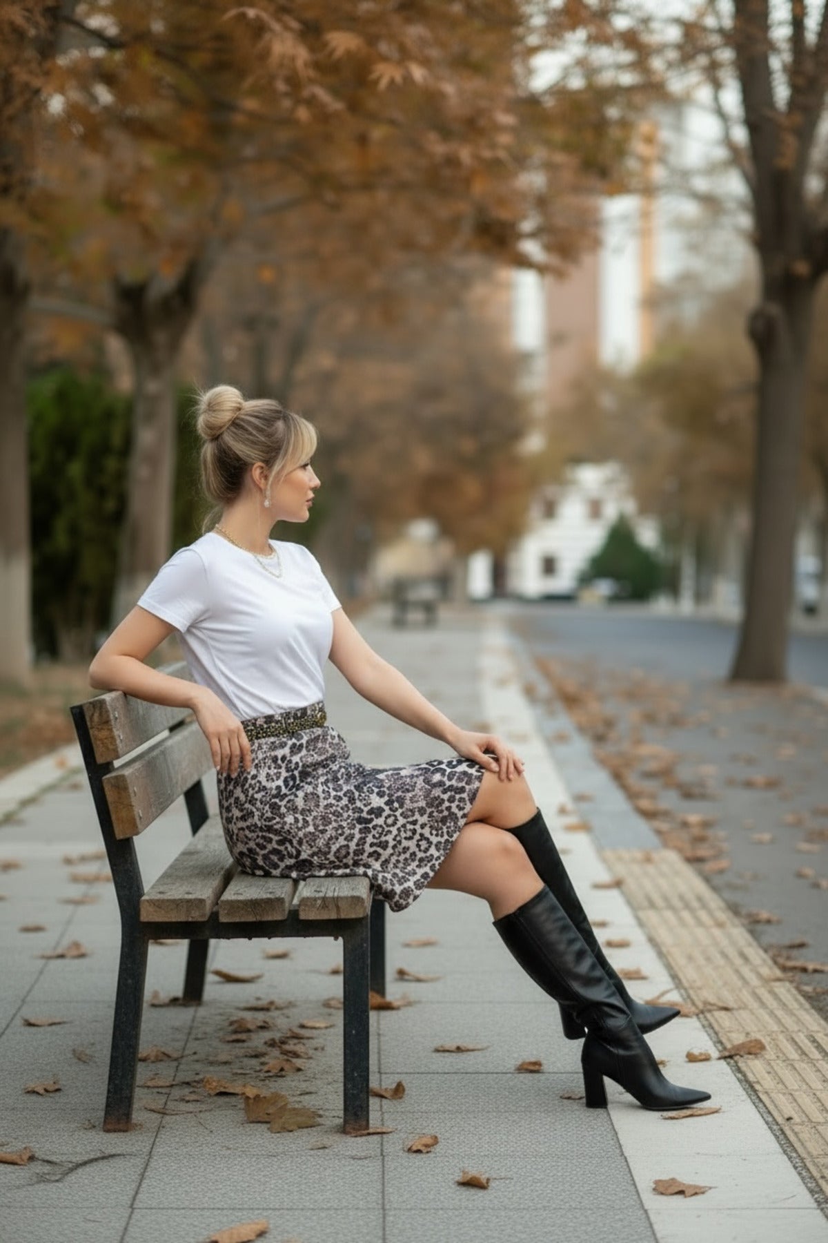 Adelaide Women's Leopard Print Skirt - Gray Black - product image 4