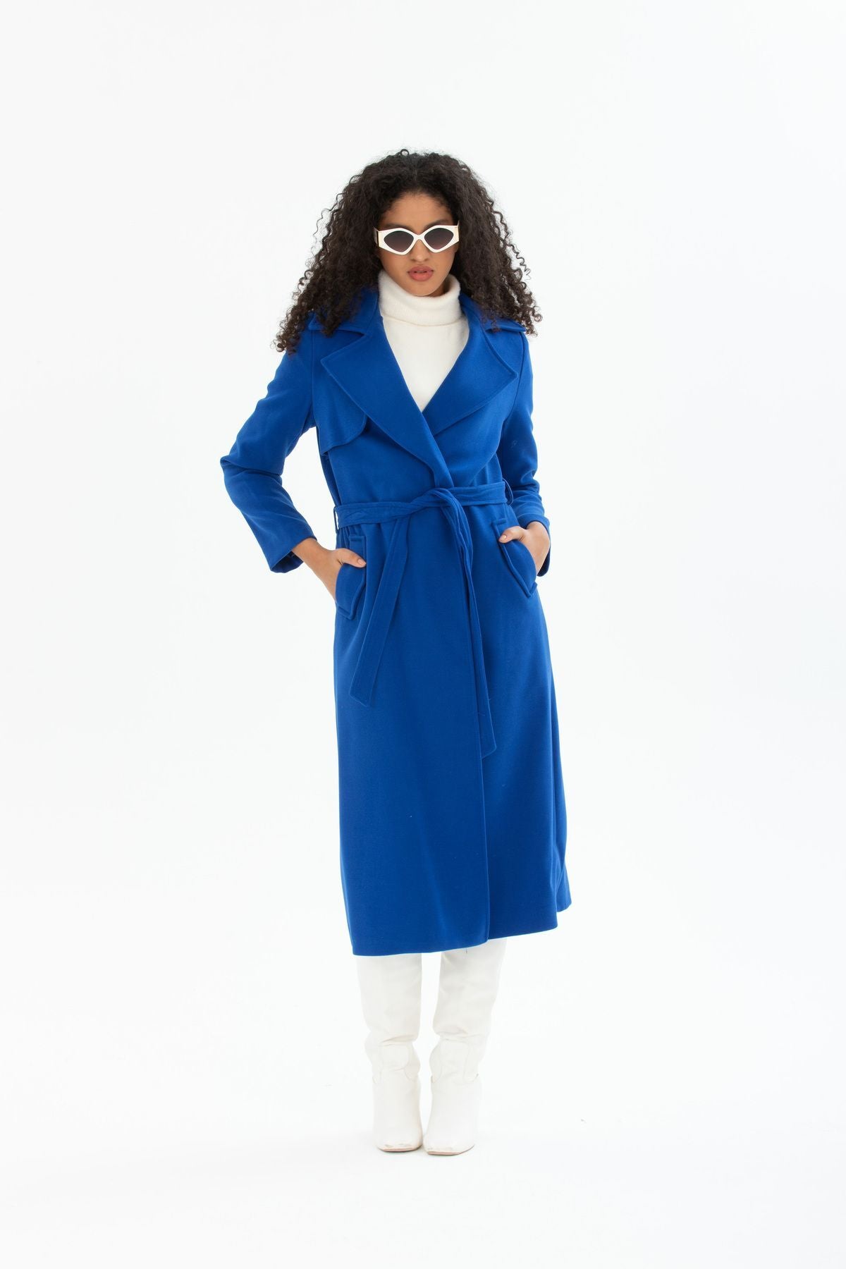 Andrea Women's Belted Coat - Royal Blue - product image 1