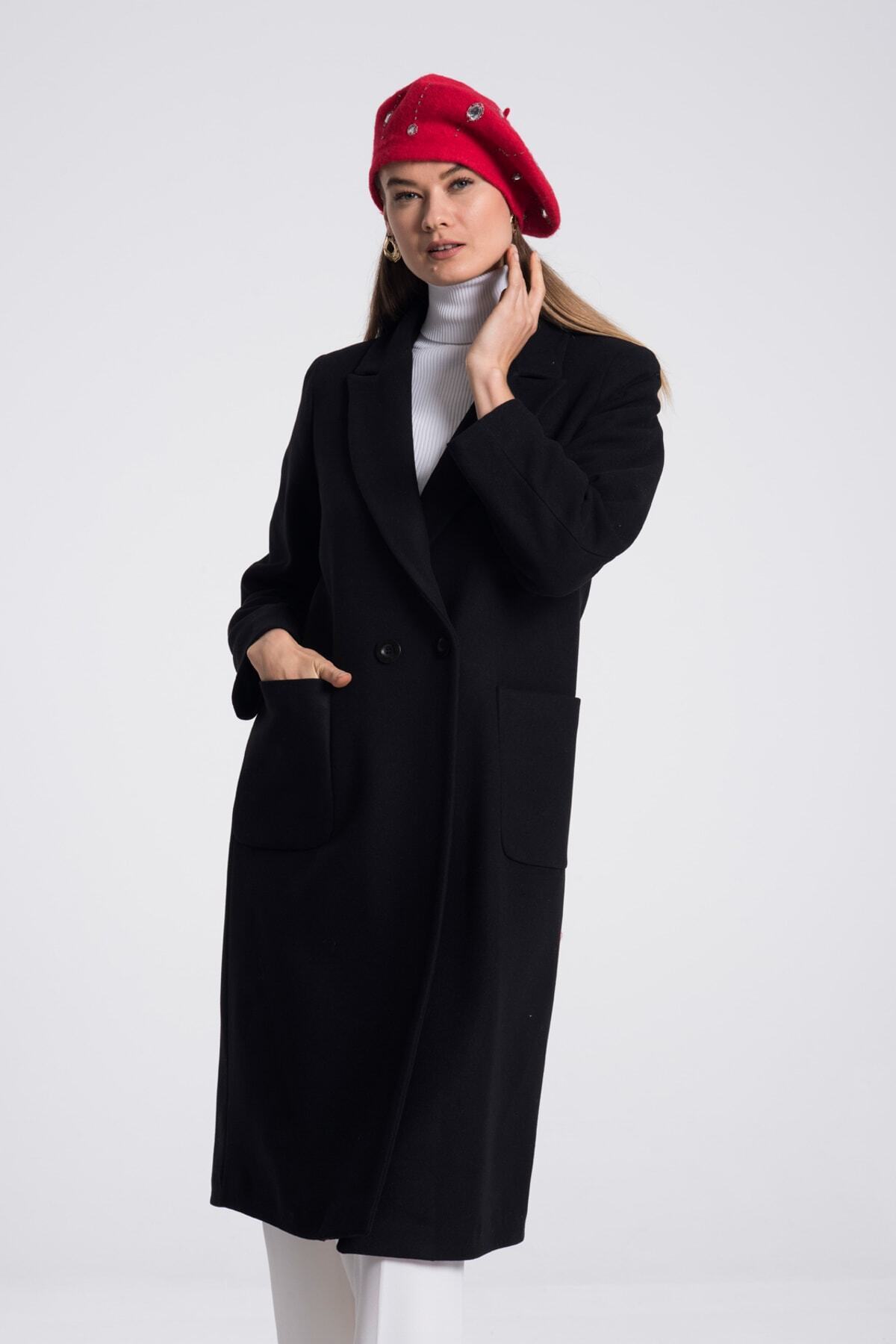 Annalise Women's Lined Button Front Coat - Black - product image 4