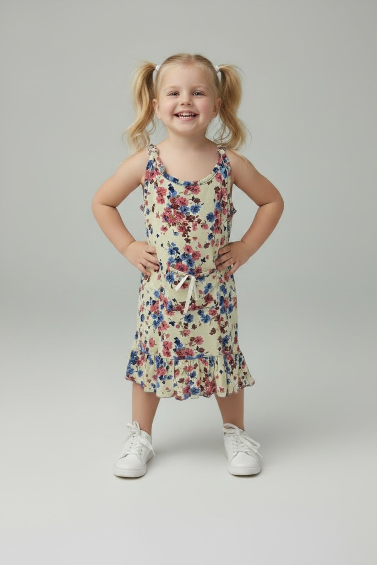 Cosette Girls' Floral Dress - Beige Floral - product image 3