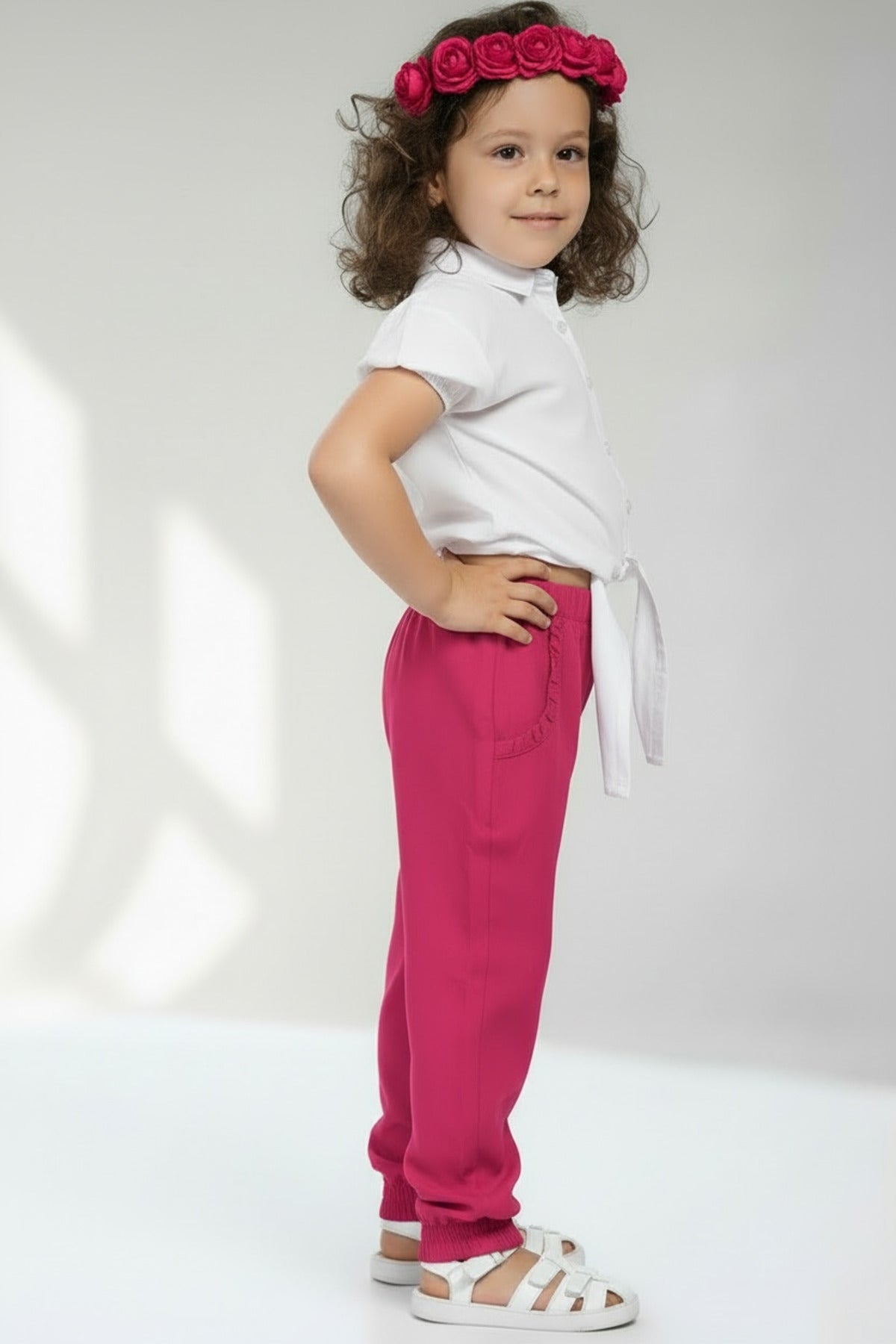Amanda Girls' Viscose Pants - Fuchsia Pink - product image 2