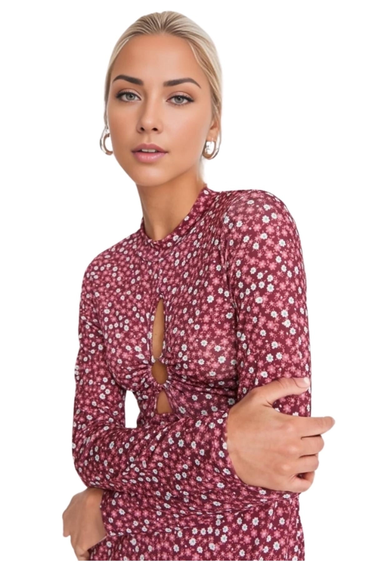 Naomi Women's Floral Knit Mini Dress - Plum