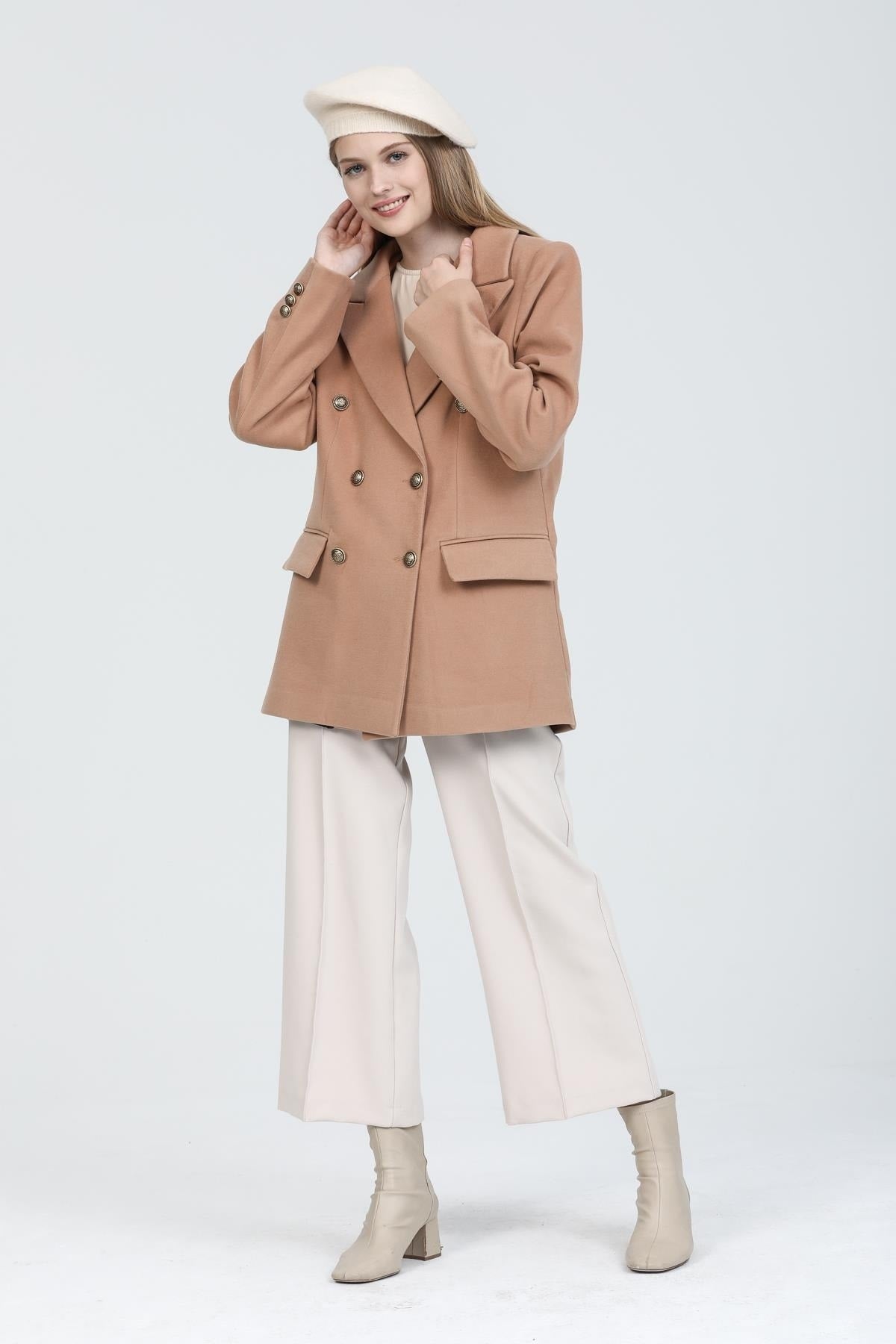 Bettina Women's Double-Breasted Jacket - Camel - product image 1
