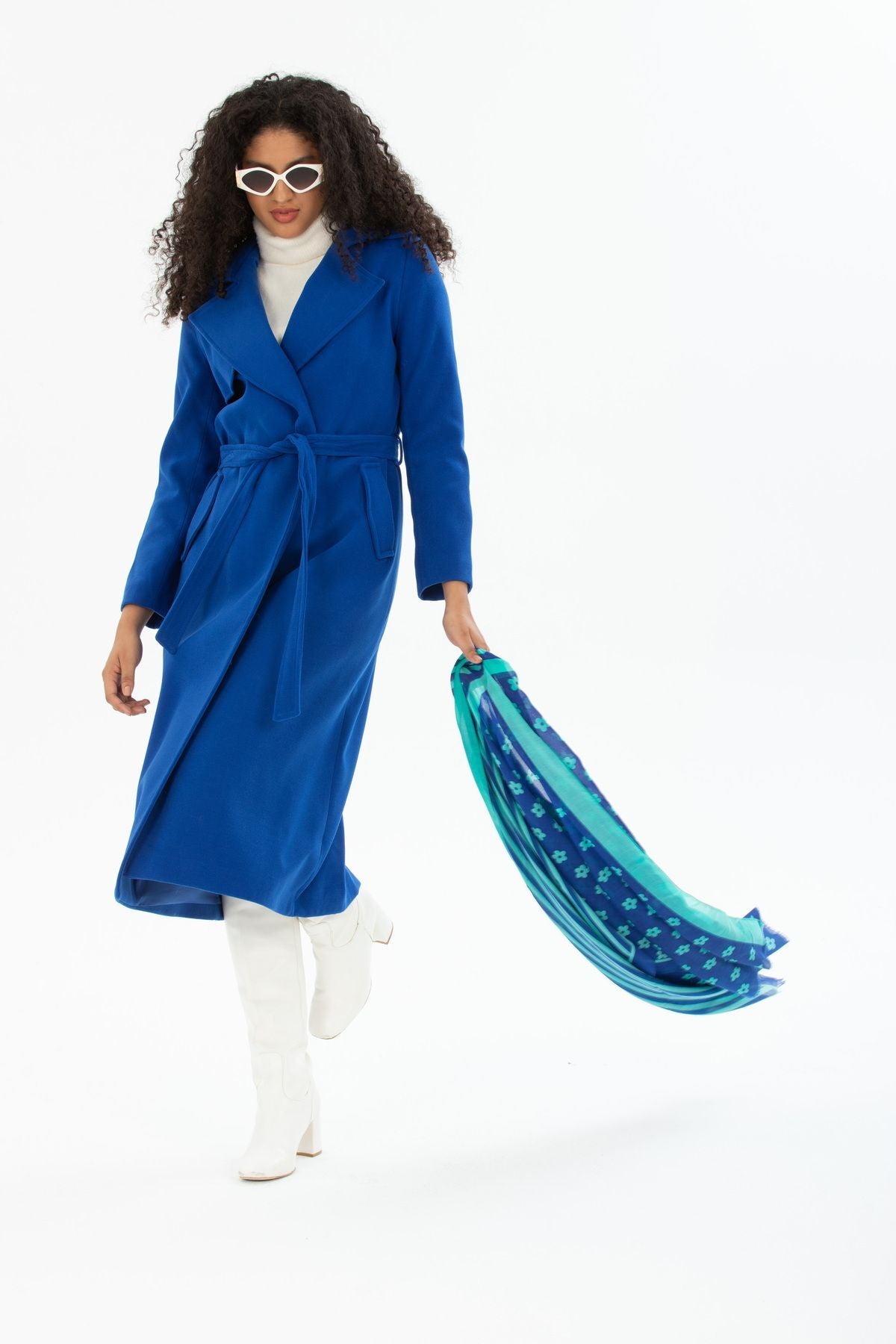Andrea Women's Belted Coat - Royal Blue - product image 4