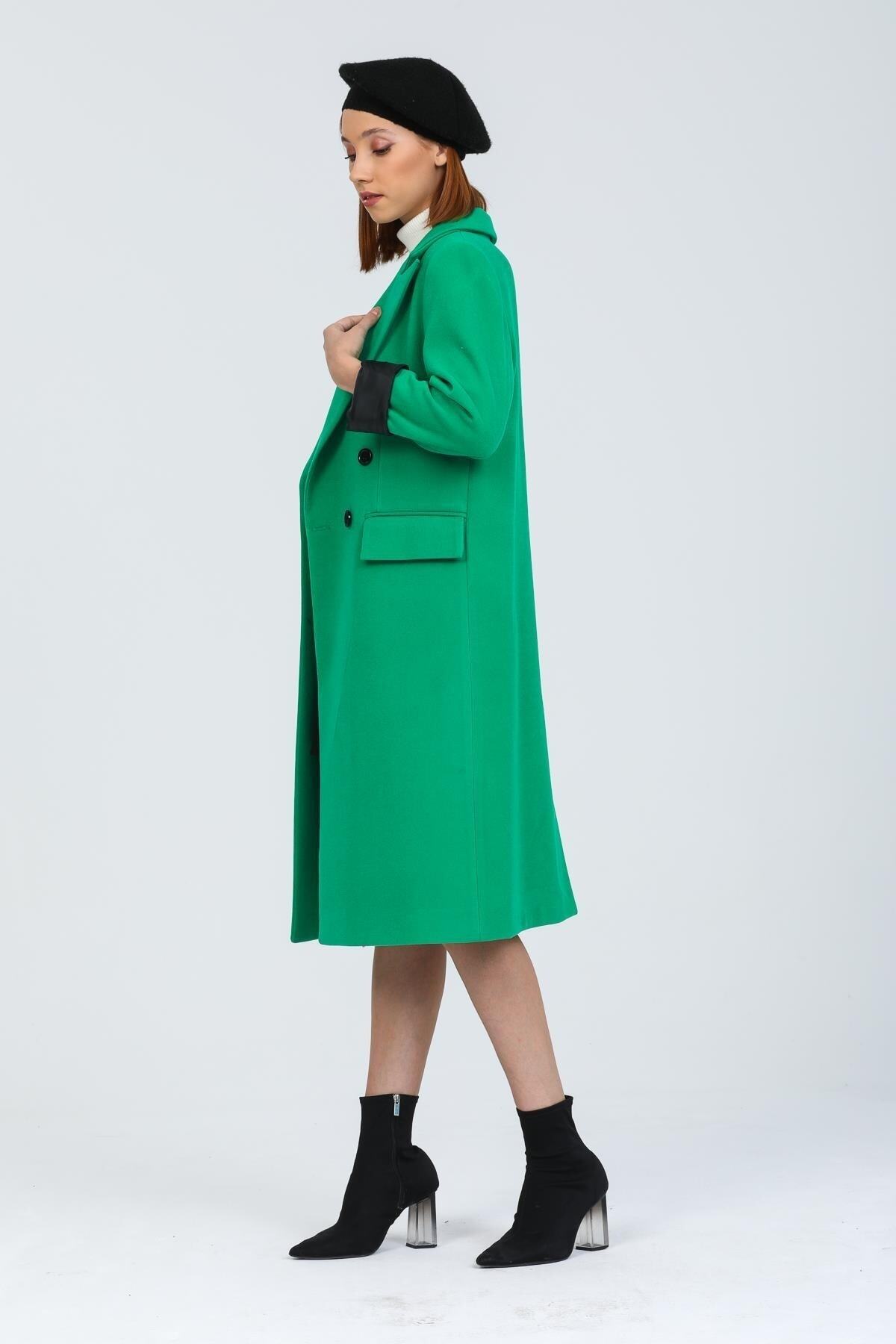 Andie Women's Button Front Lined Coat - Grass Green - product image 5