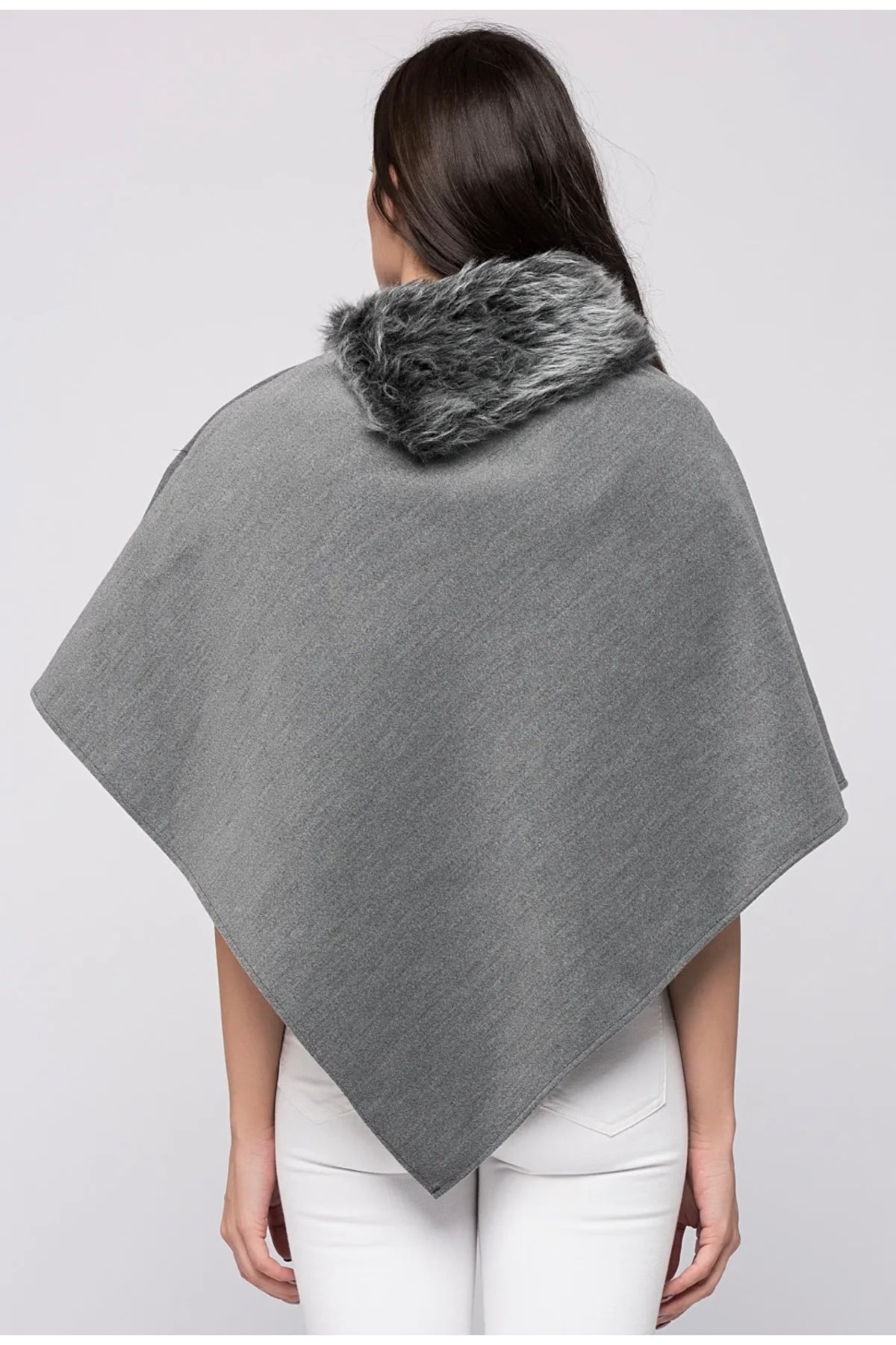 Ana Women's Fur-Trim Poncho - Gray - product image 2