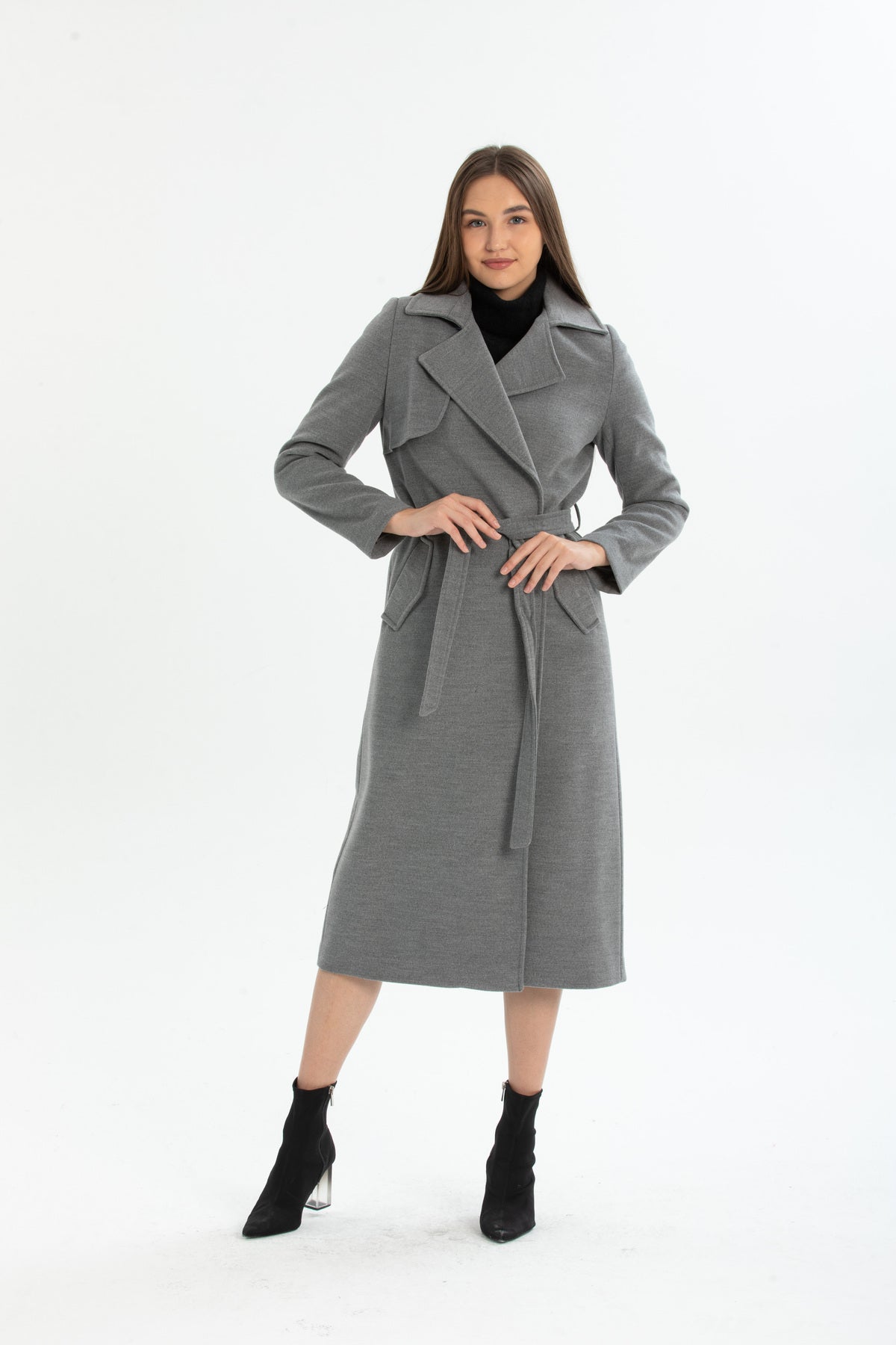 Andrea Women's Belted Coat - Gray - product image 5