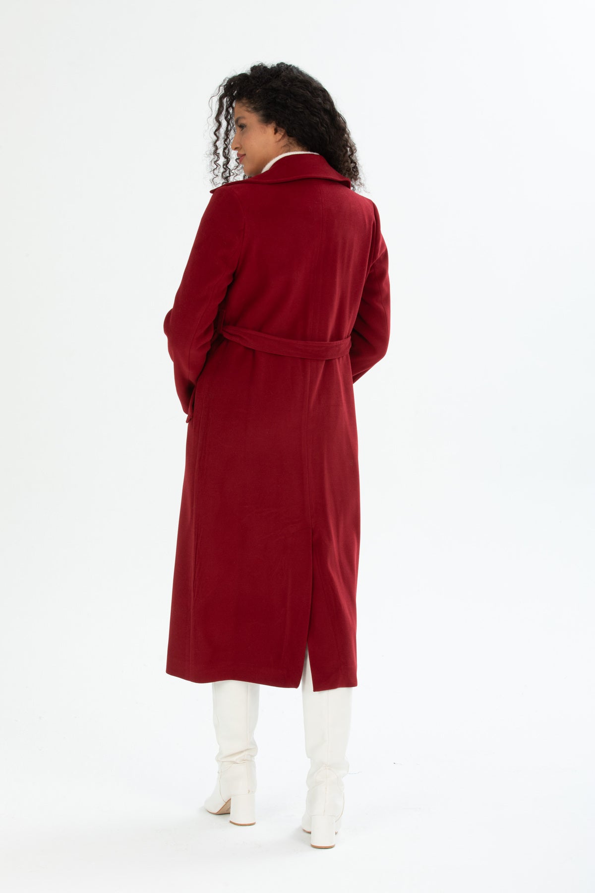 Andrea Women's Belted Coat - Burgundy - product image 3