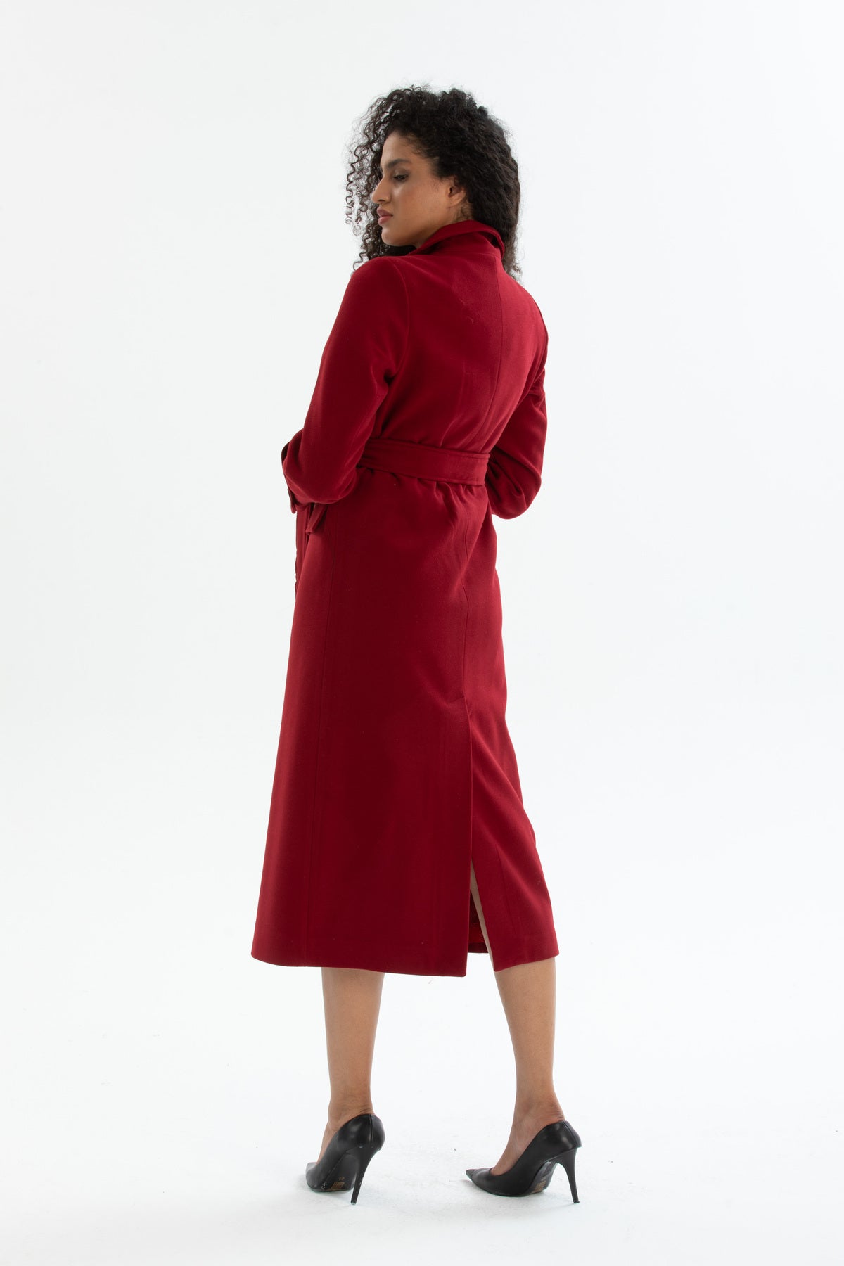 Belinda Women's Belted Notched Collar Coat - Burgundy - product image 7