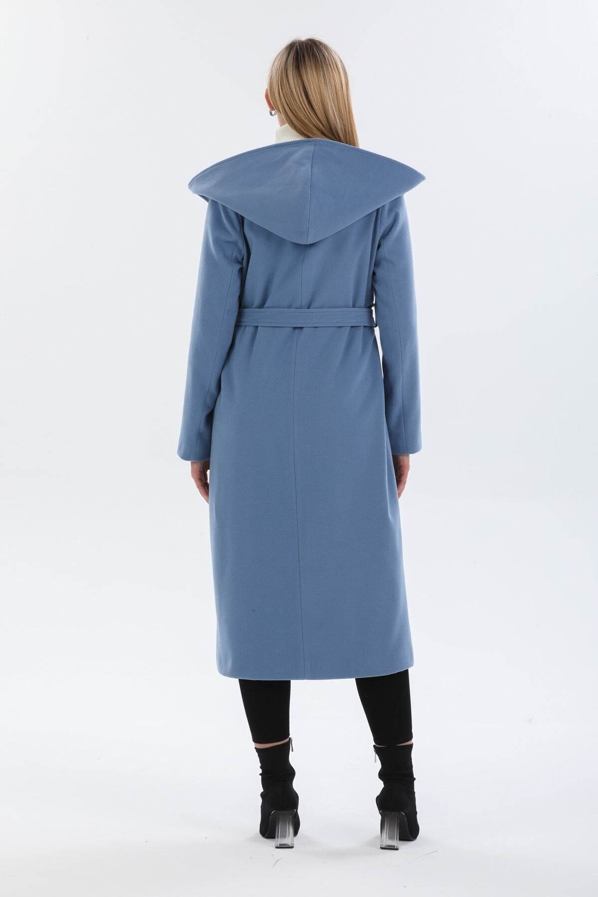 Carissa Women's Hooded Belted Coat - Indigo - product image 5