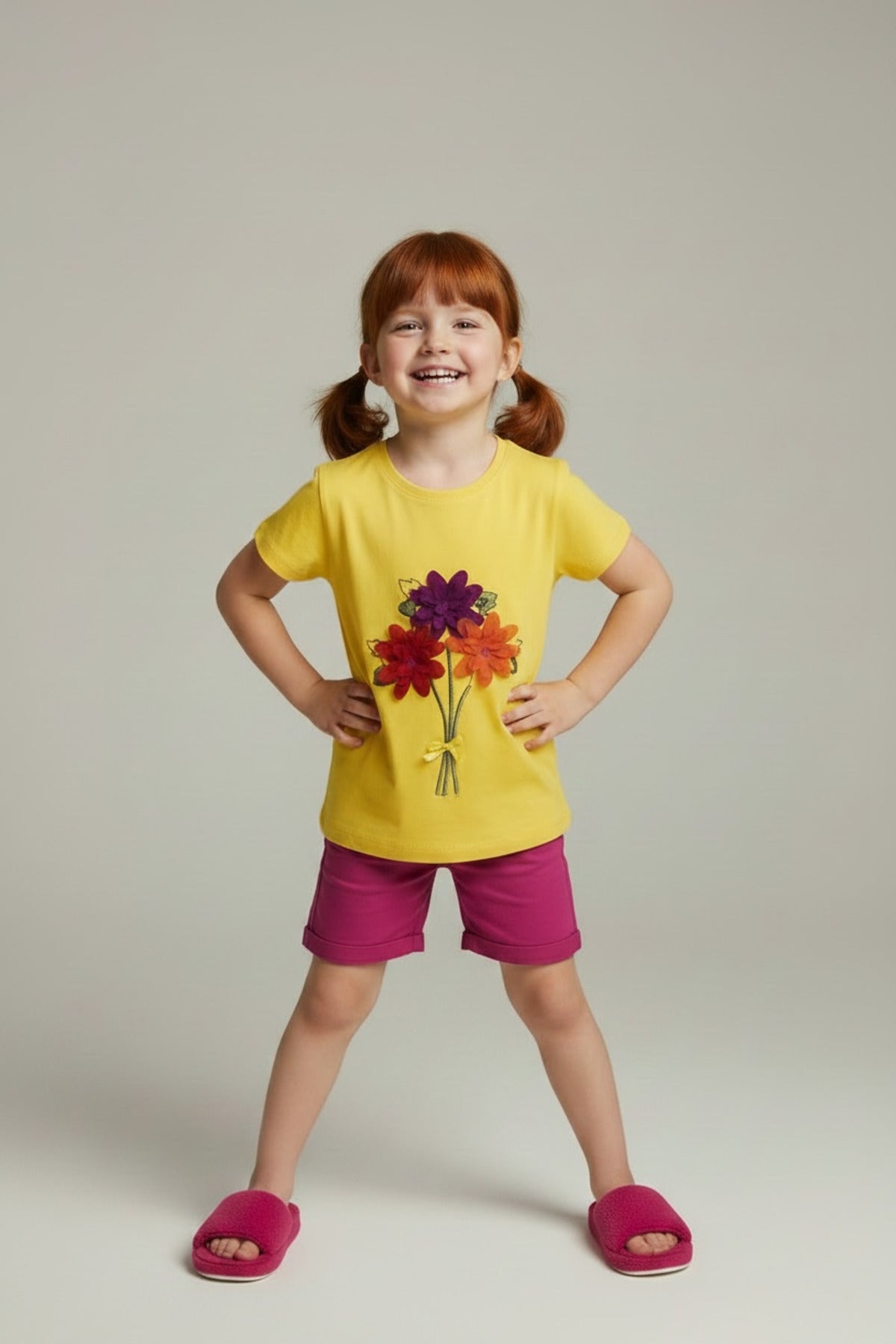 Adelia Girls' Floral T-Shirt - Yellow - product image 1