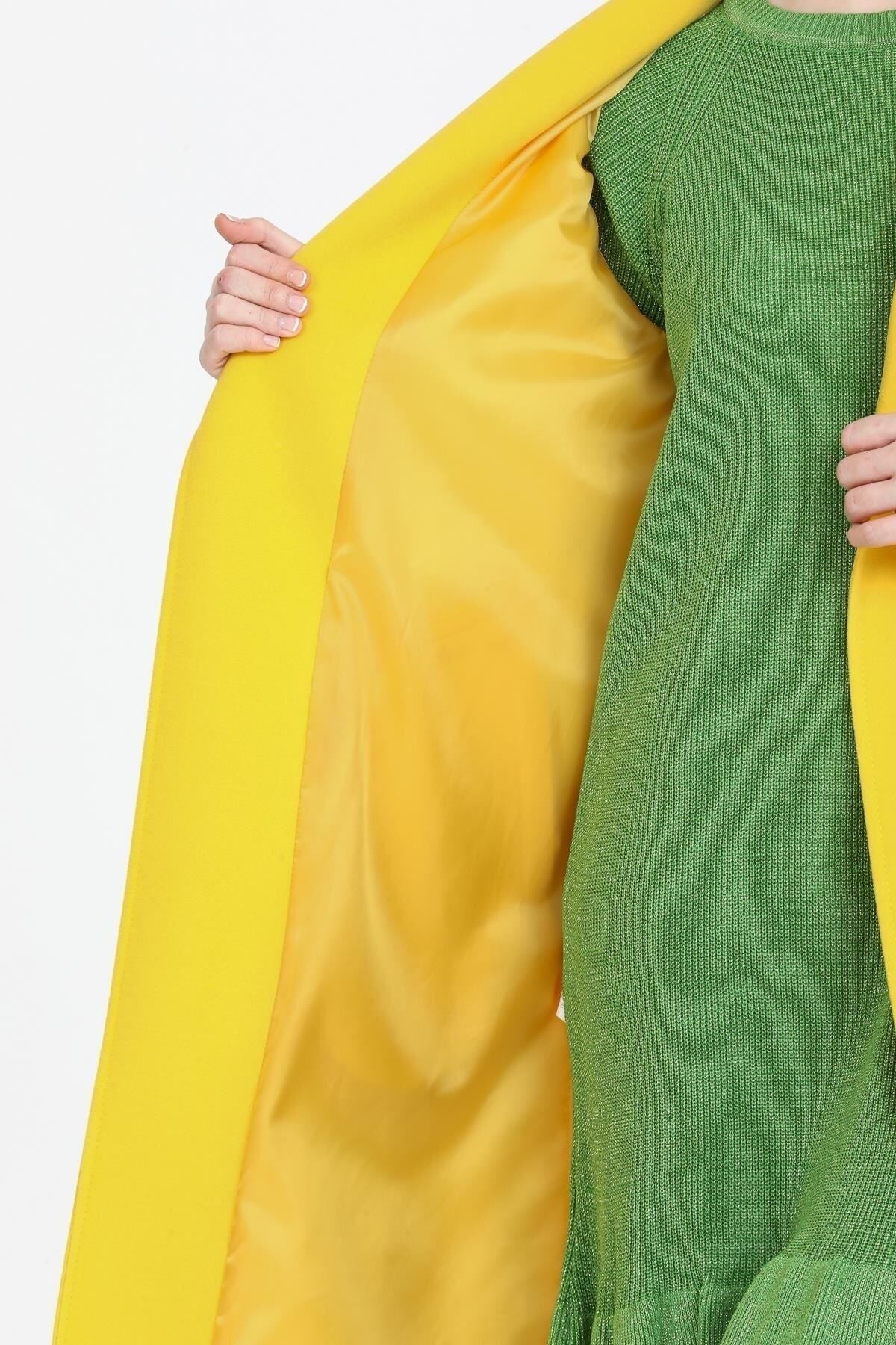 Faye Women's Belted Notched Collar Coat - Yellow - product image 5