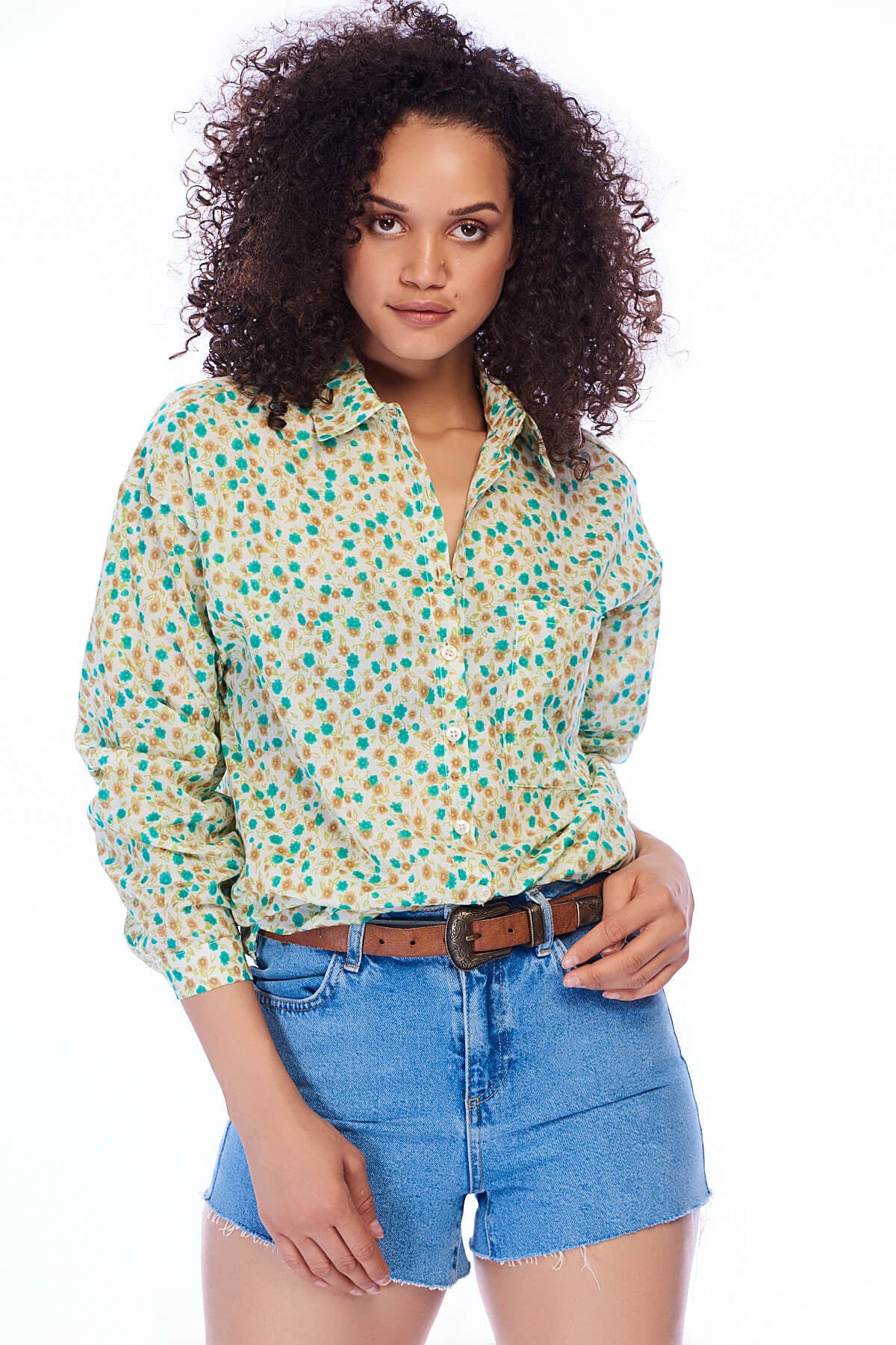 Jillian Women's Floral Shirt - Green Floral - product image 5