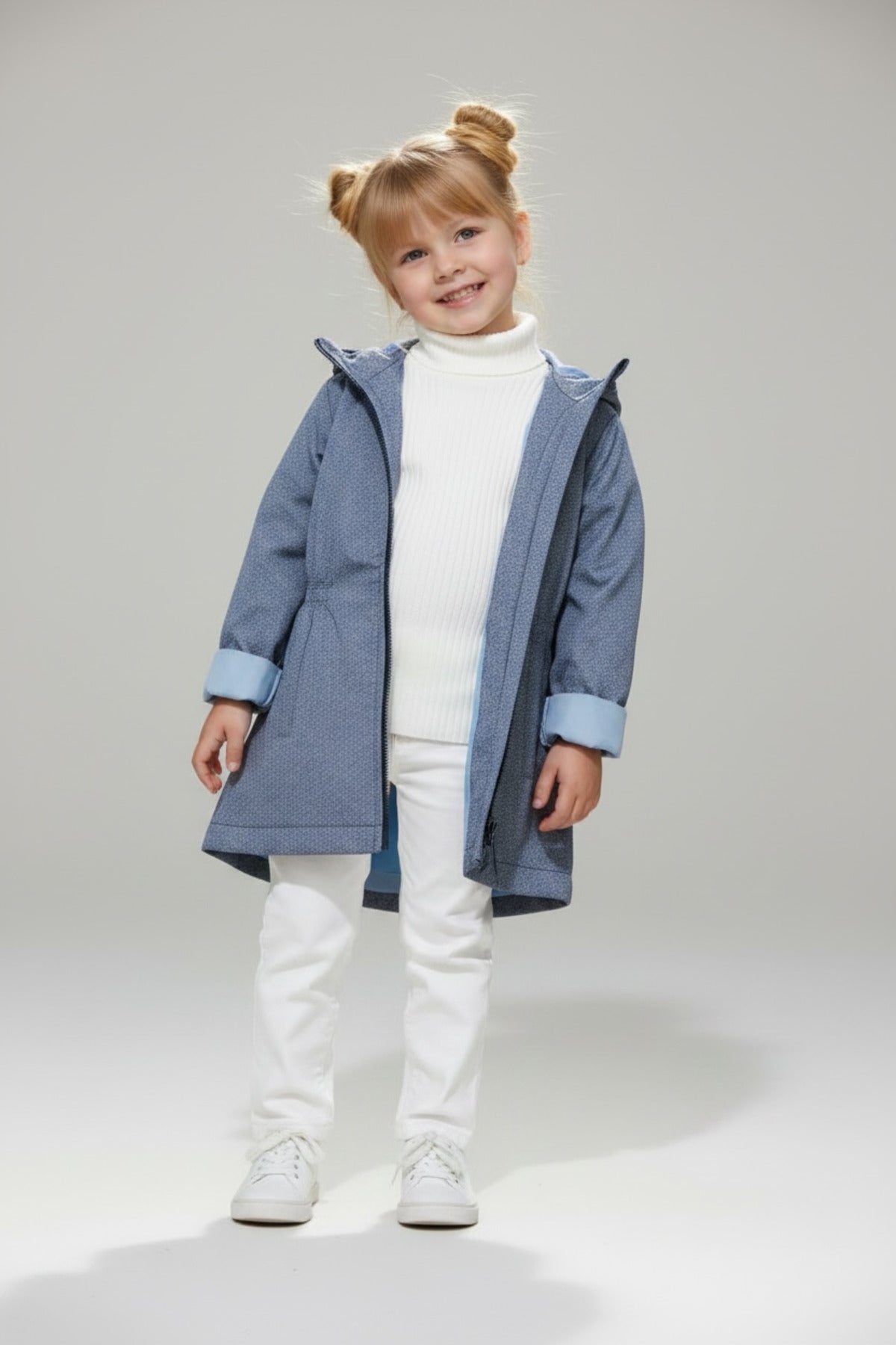 Aria Girls' Denim Rain Jacket - Blue Denim Print - product image 1