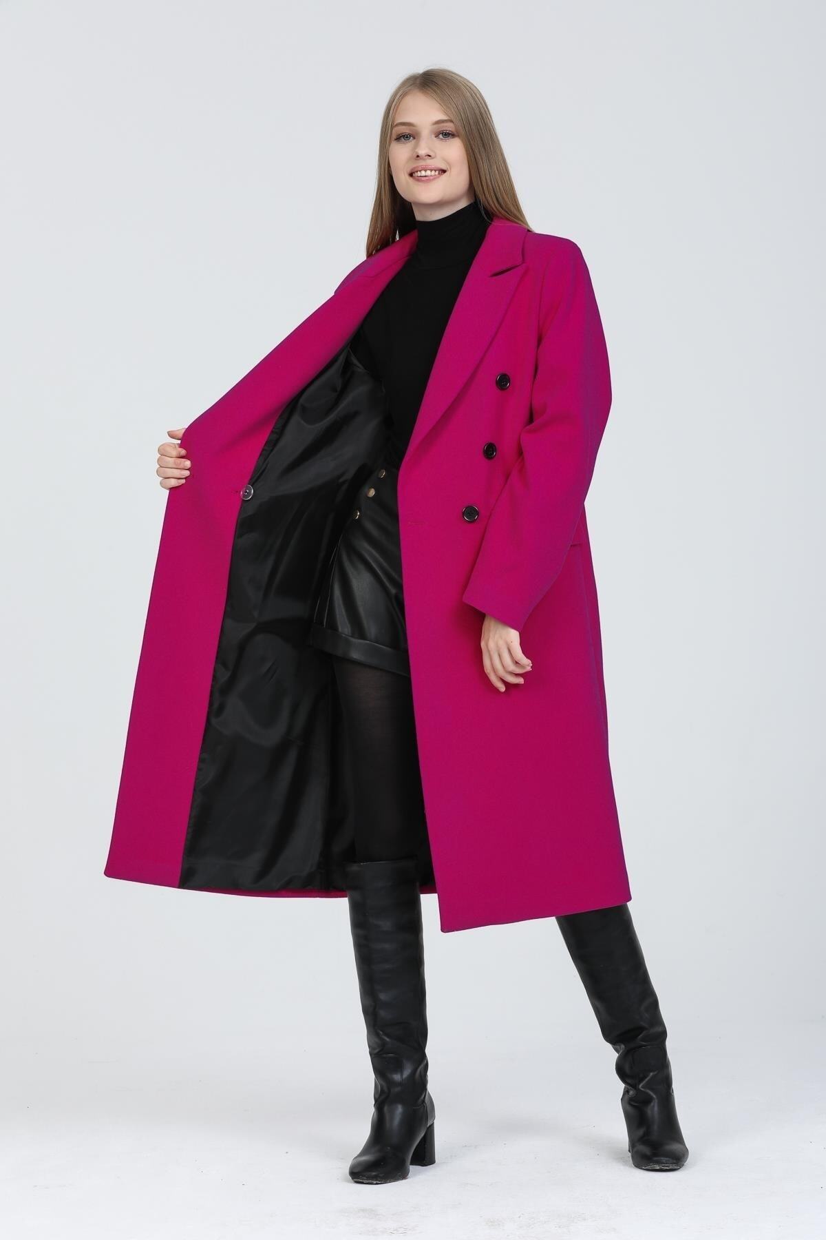 Andie Women's Button Front Coat - Fuchsia - product image 3