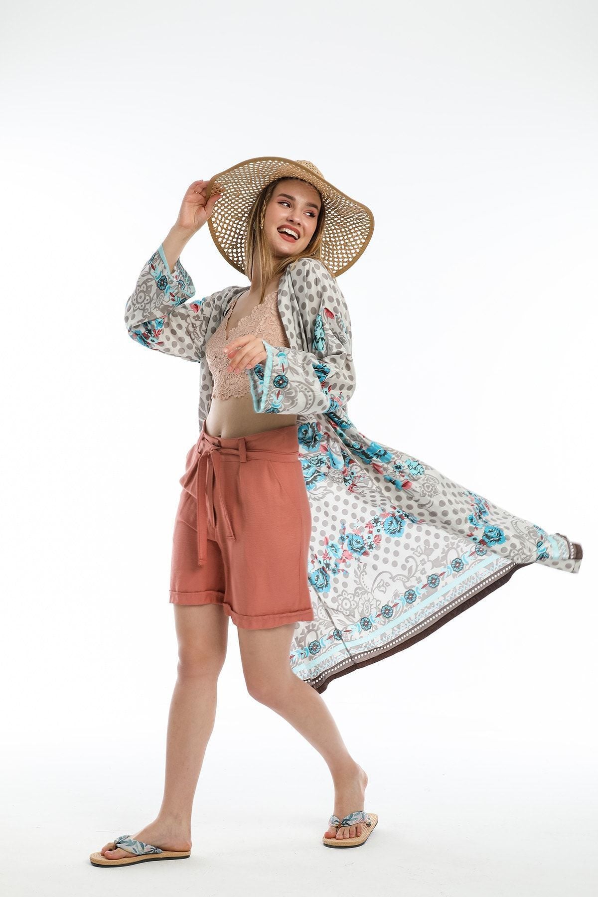 Adele Women's Polka Dot Kimono - Taupe Polka Dot - product image 2