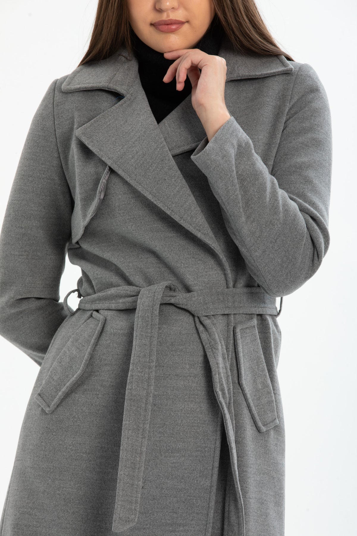 Andrea Women's Belted Coat - Gray - product image 6